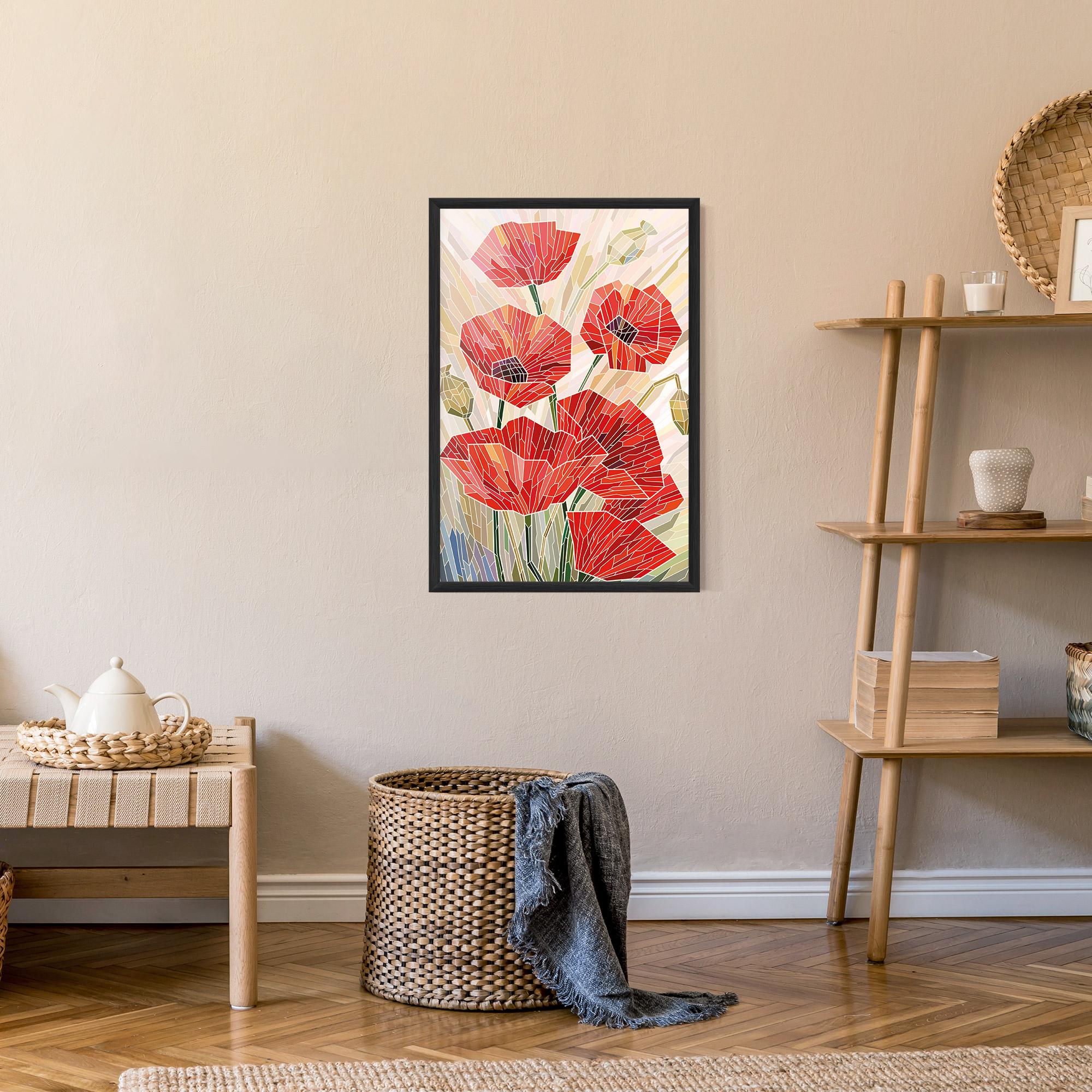 Poster Înrămat Poppy Stained Glass mockup 9