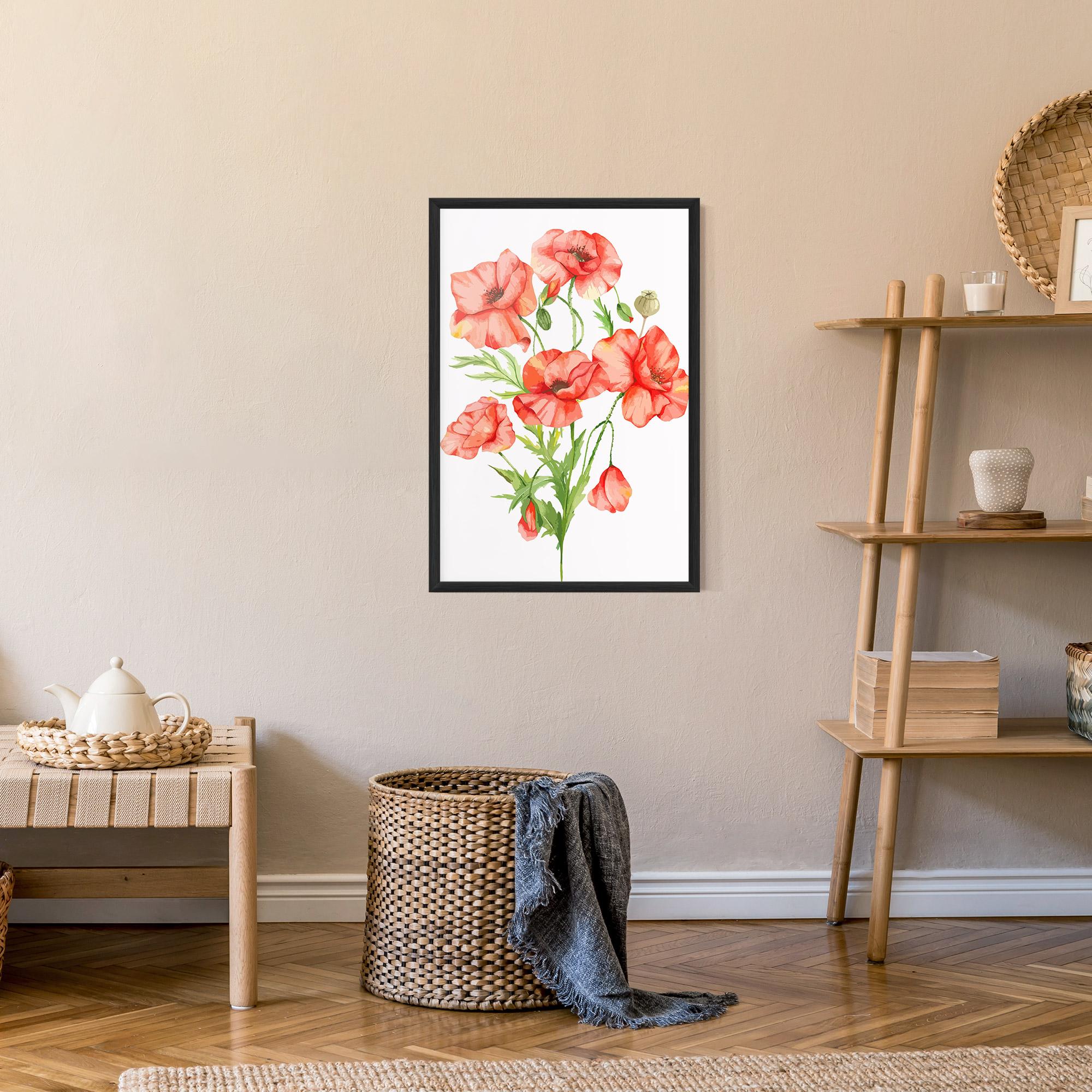 Poster Înrămat Red Pastel Poppy mockup 9
