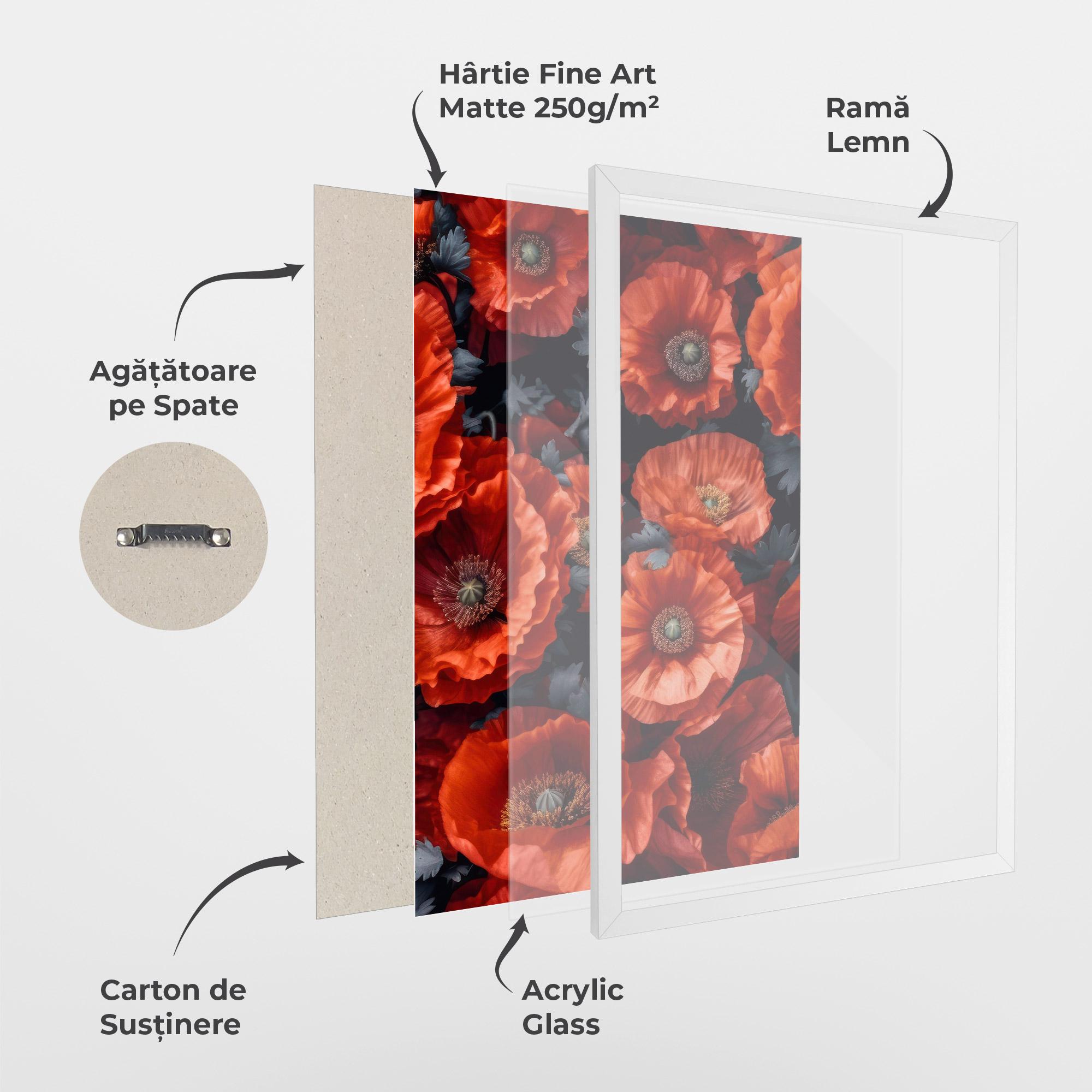 Poster Înrămat Black Red Poppies mockup 1