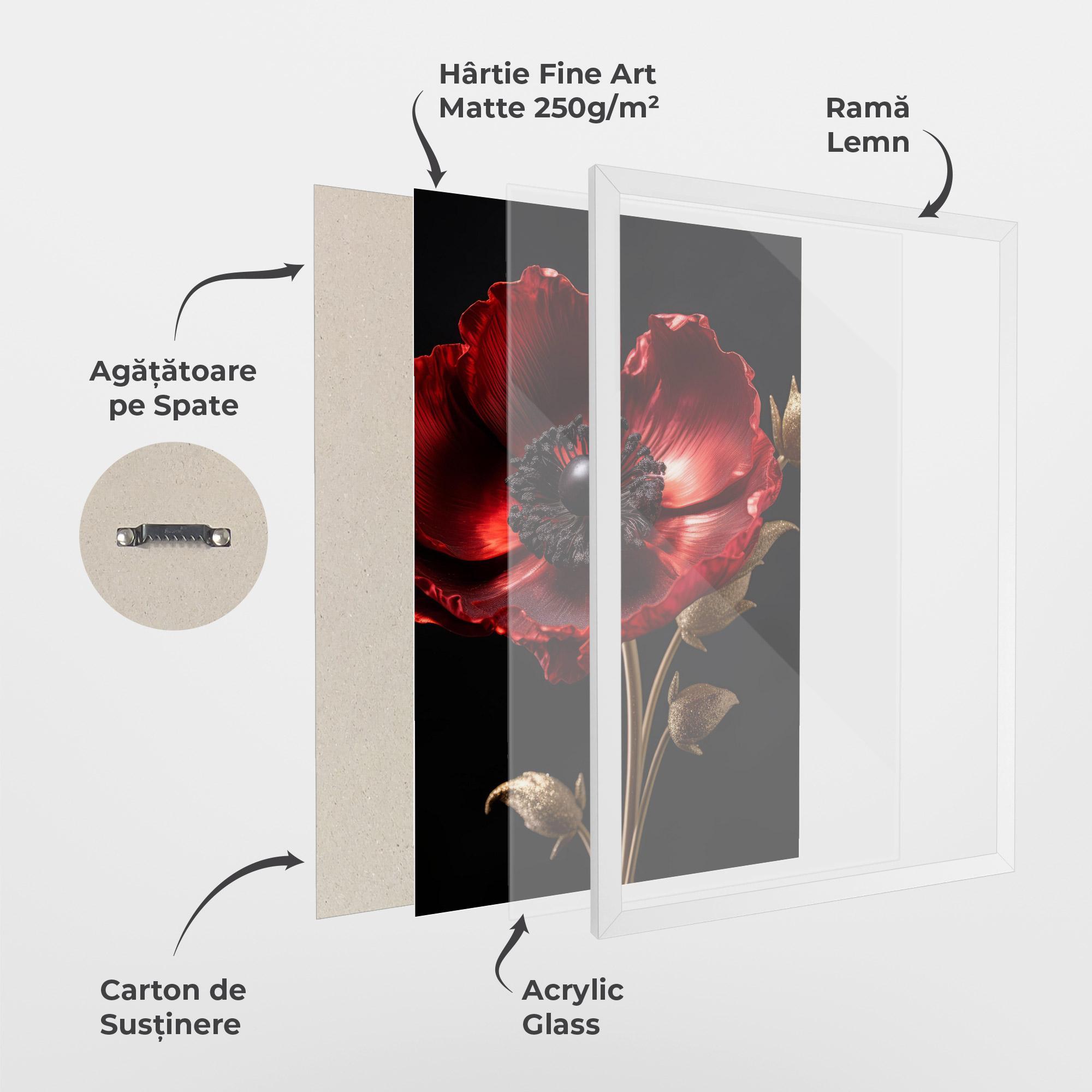 Poster Înrămat Dark Red Poppy mockup 1