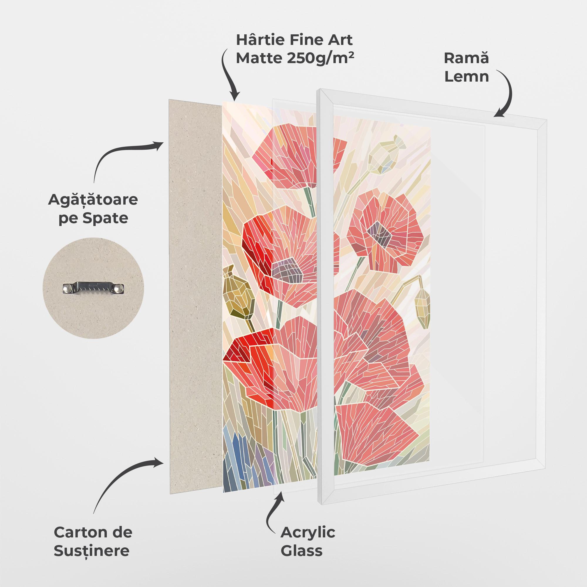 Poster Înrămat Poppy Stained Glass mockup 1
