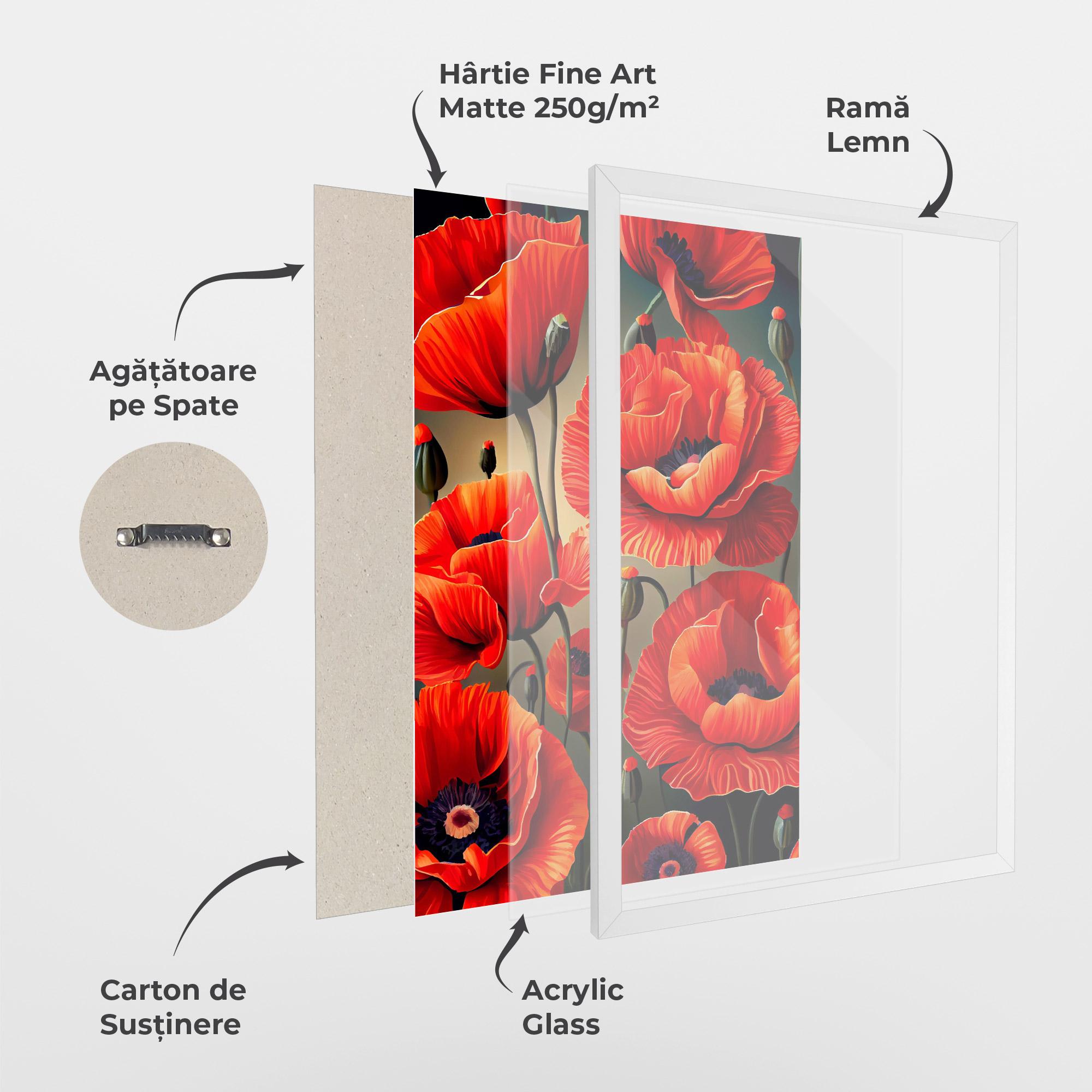 Poster Înrămat Pretty Poppy On Green mockup 1