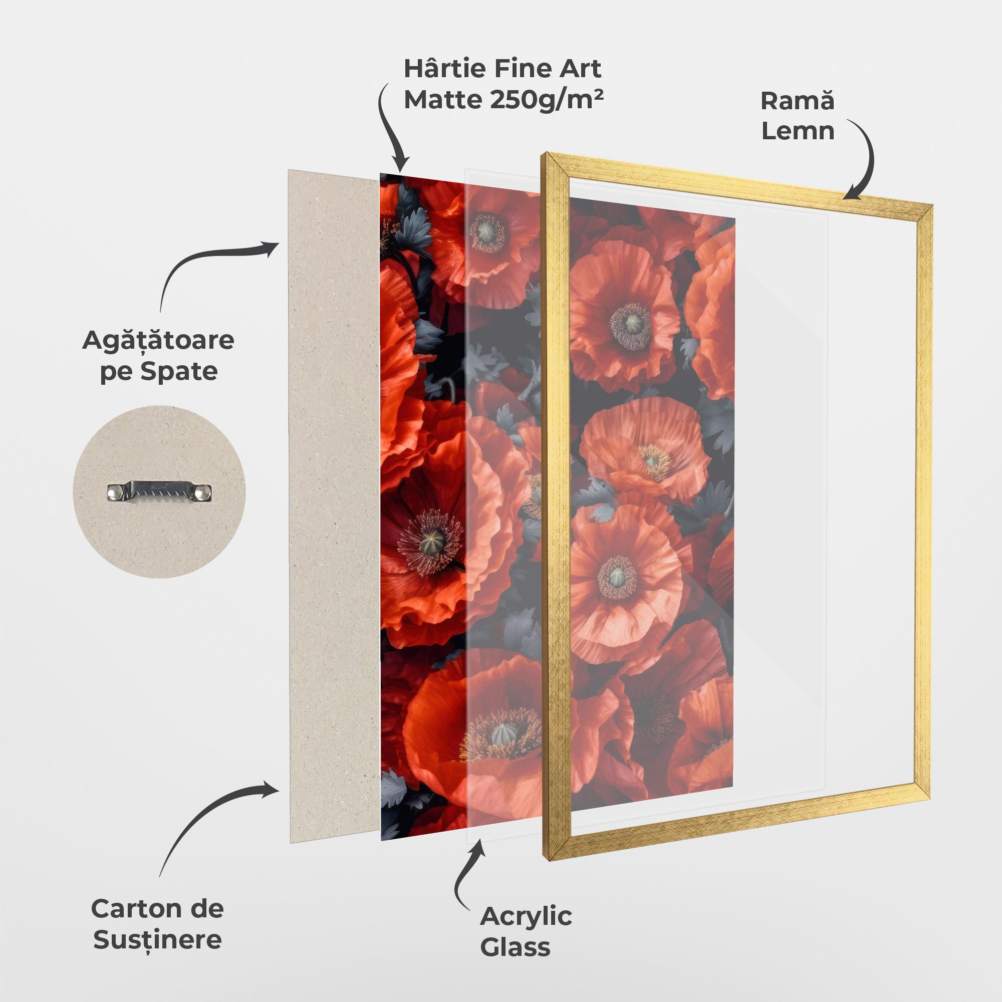 Poster Înrămat Black Red Poppies mockup 1