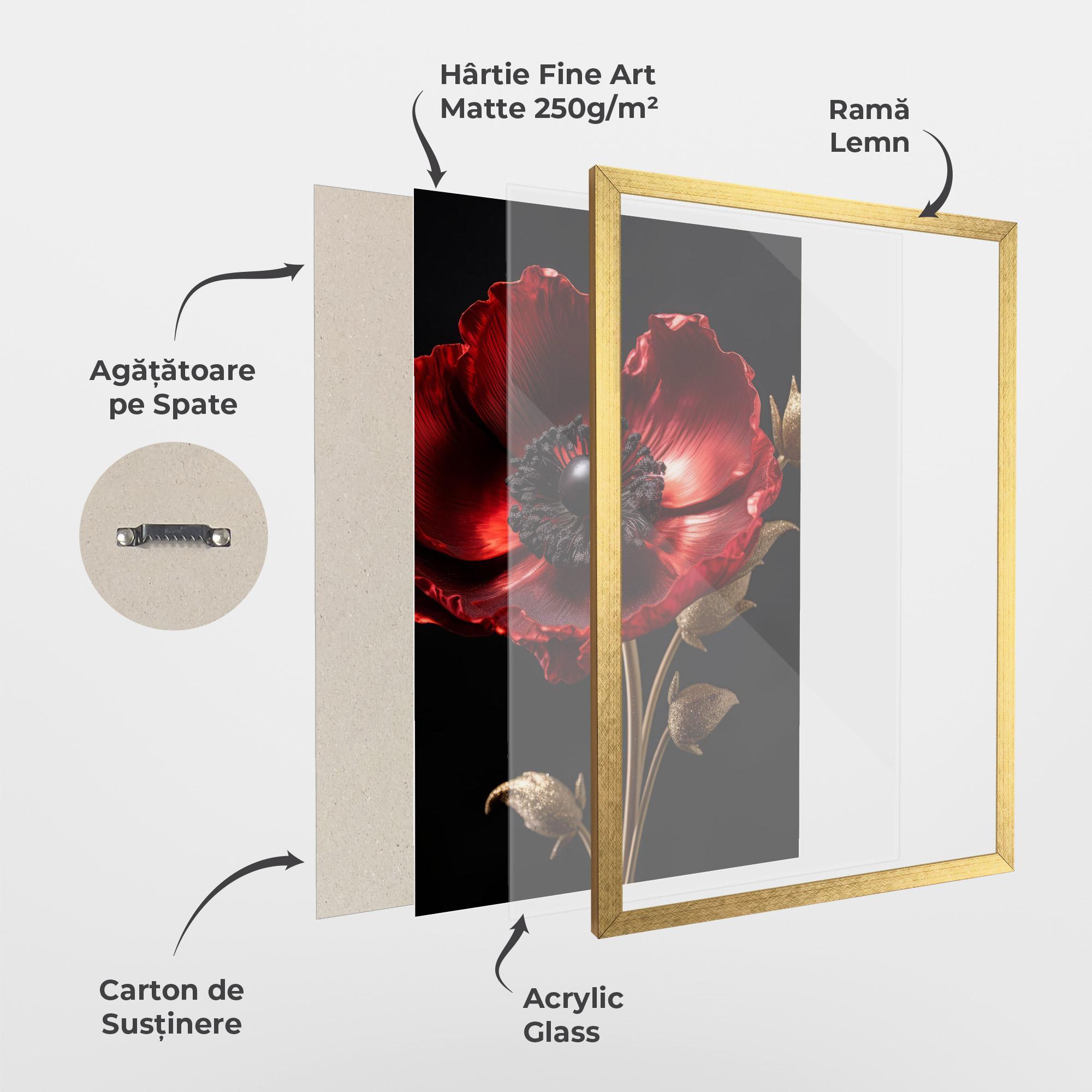 Poster Înrămat Dark Red Poppy mockup 1