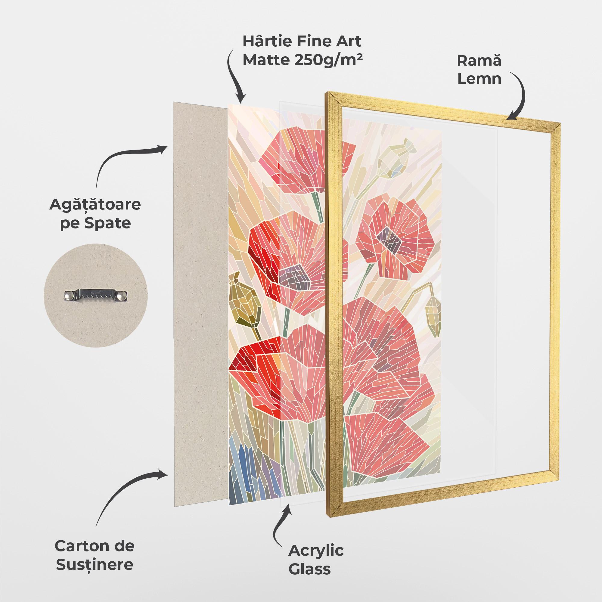 Poster Înrămat Poppy Stained Glass mockup 1