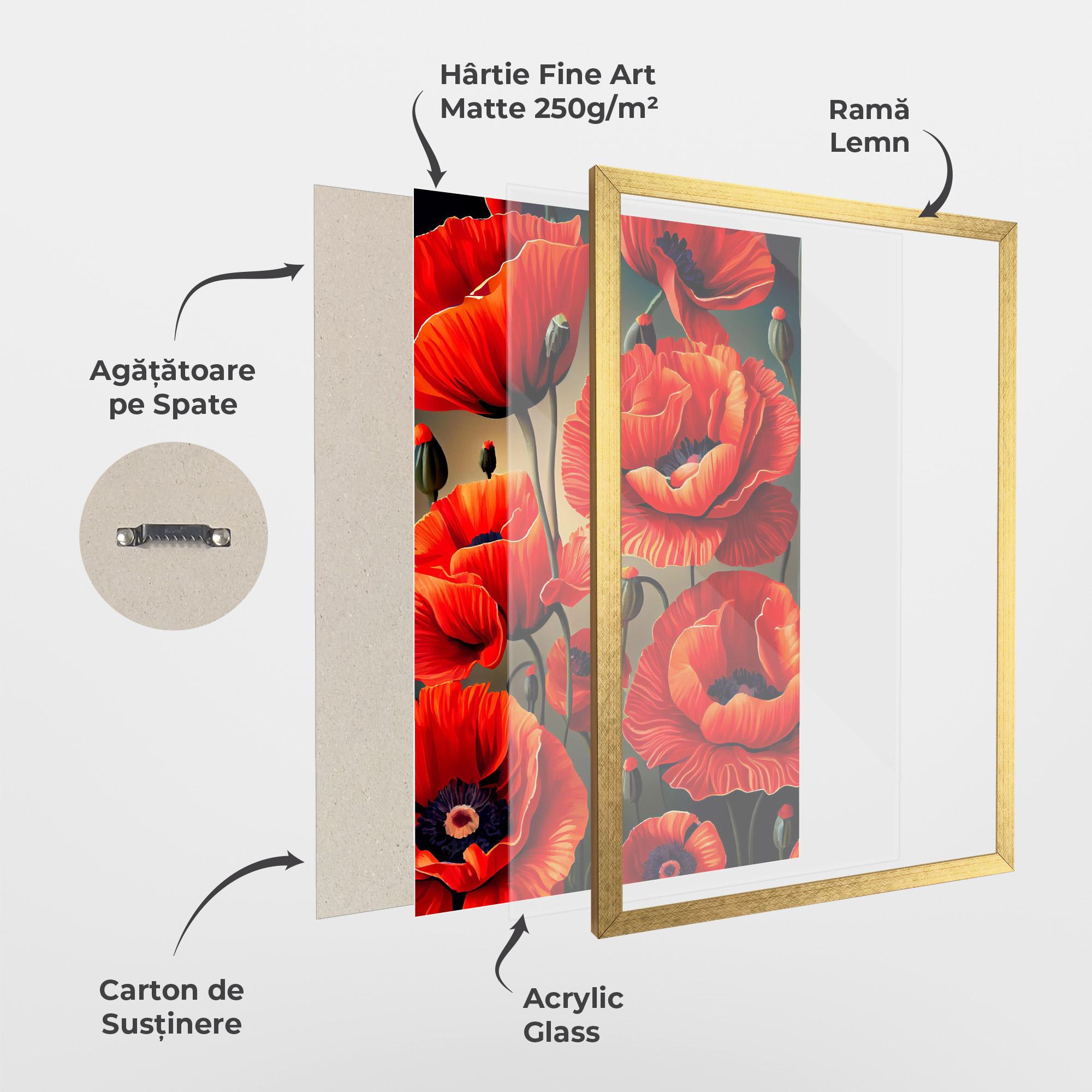 Poster Înrămat Pretty Poppy On Green mockup 1