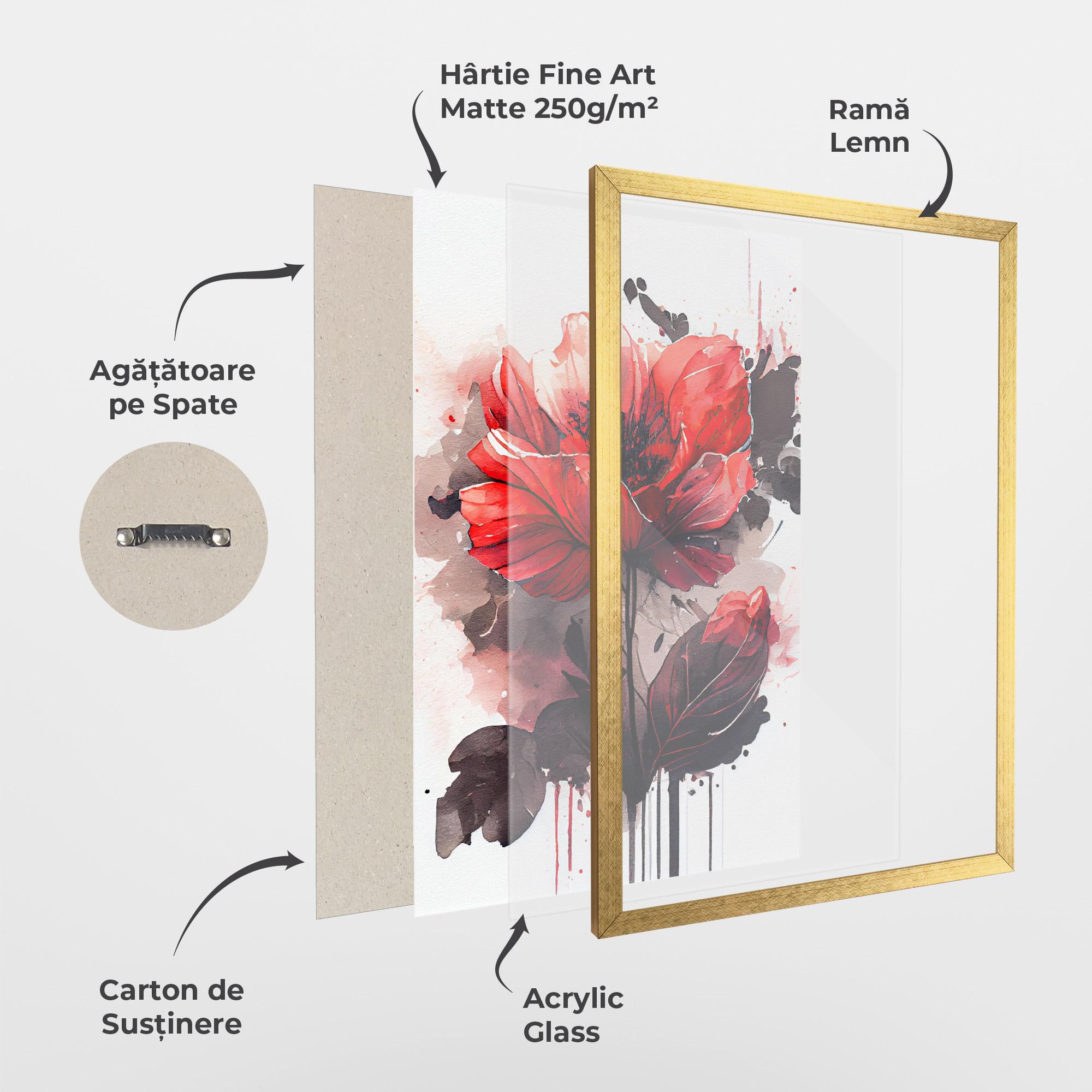 Poster Înrămat Watercolor Poppy mockup 1