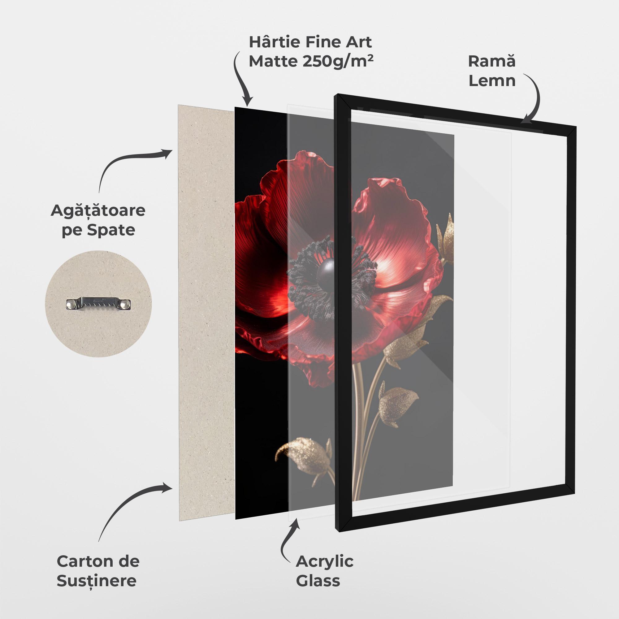 Poster Înrămat Dark Red Poppy mockup 1