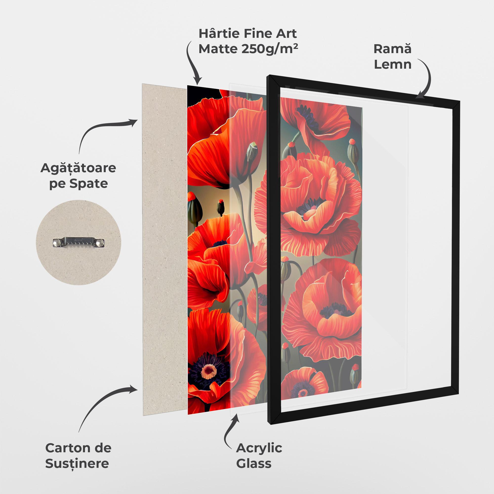 Poster Înrămat Pretty Poppy On Green mockup 1