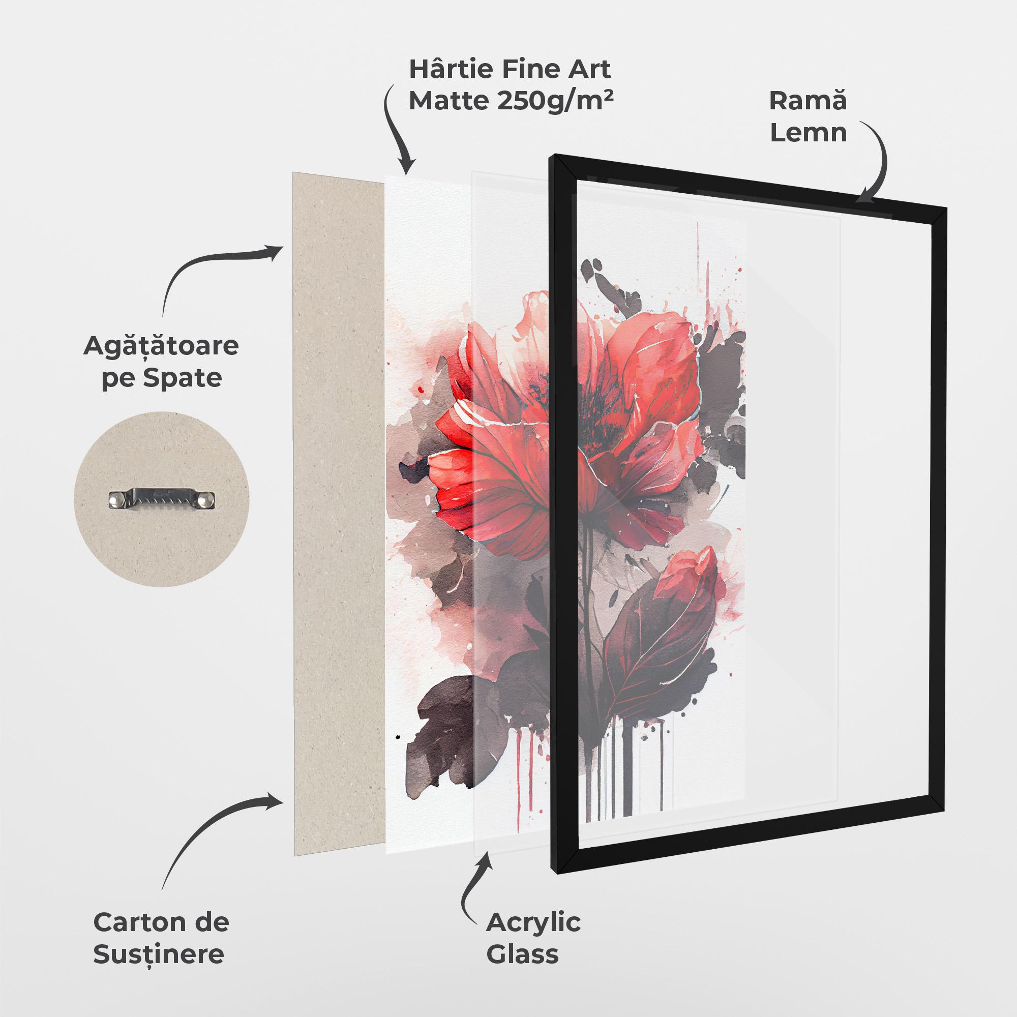 Poster Înrămat Watercolor Poppy mockup 1