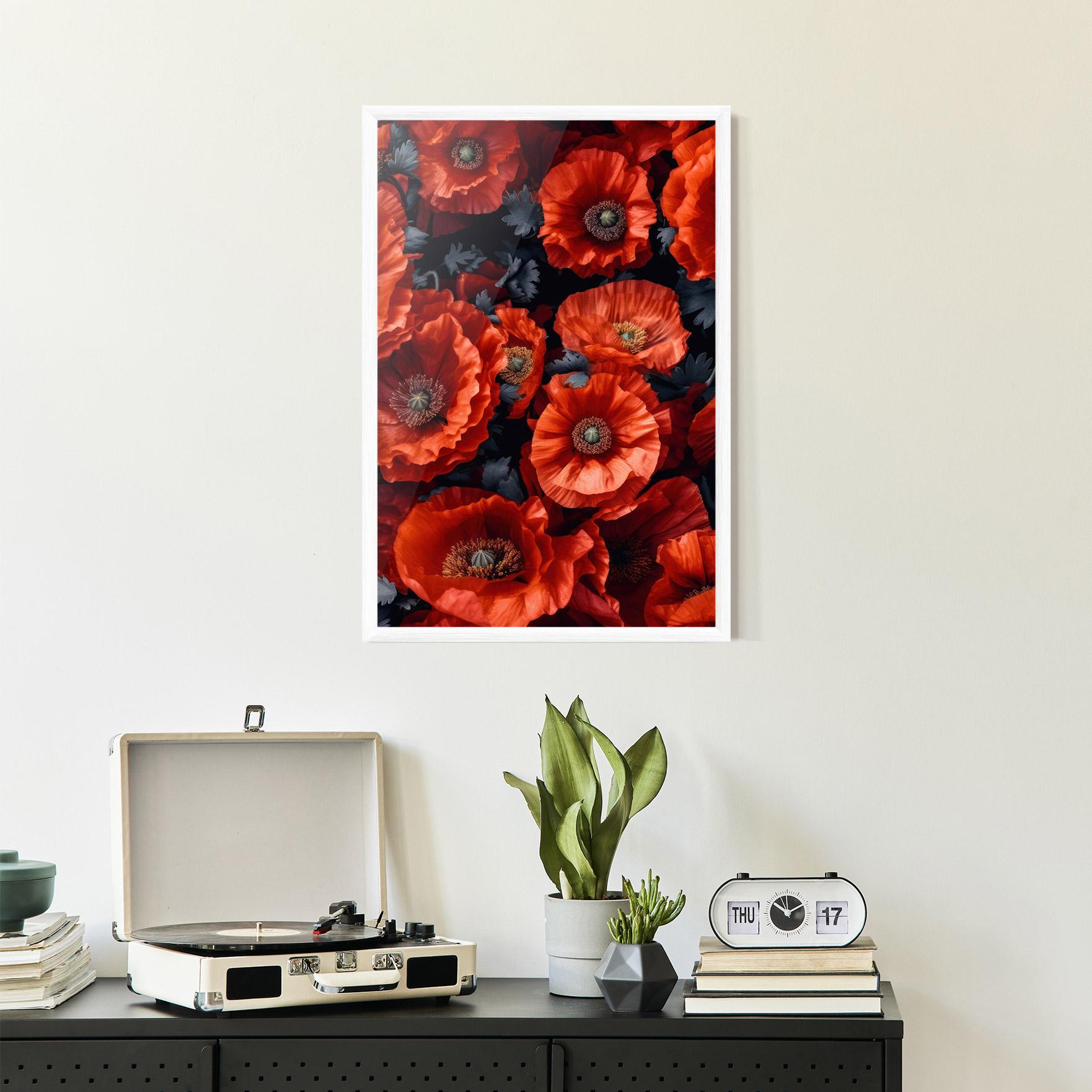 Poster Înrămat Black Red Poppies mockup 2