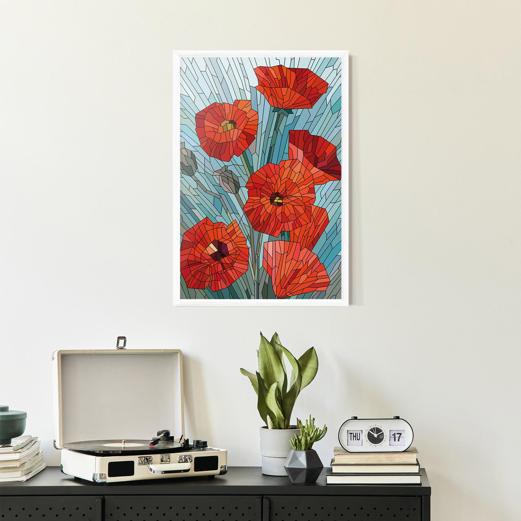 Poster Înrămat Blue Glass Poppy mockup 2