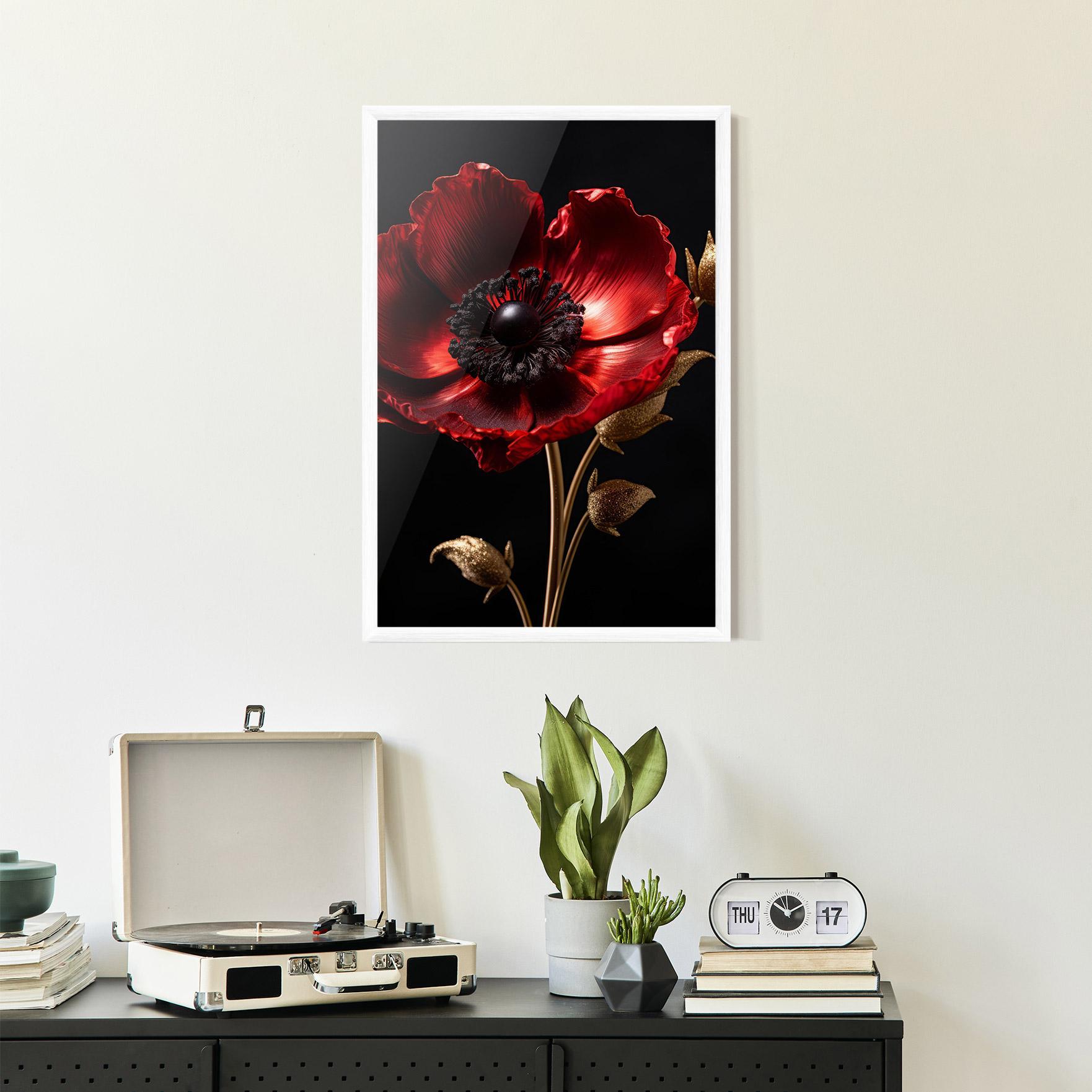 Poster Înrămat Dark Red Poppy mockup 2