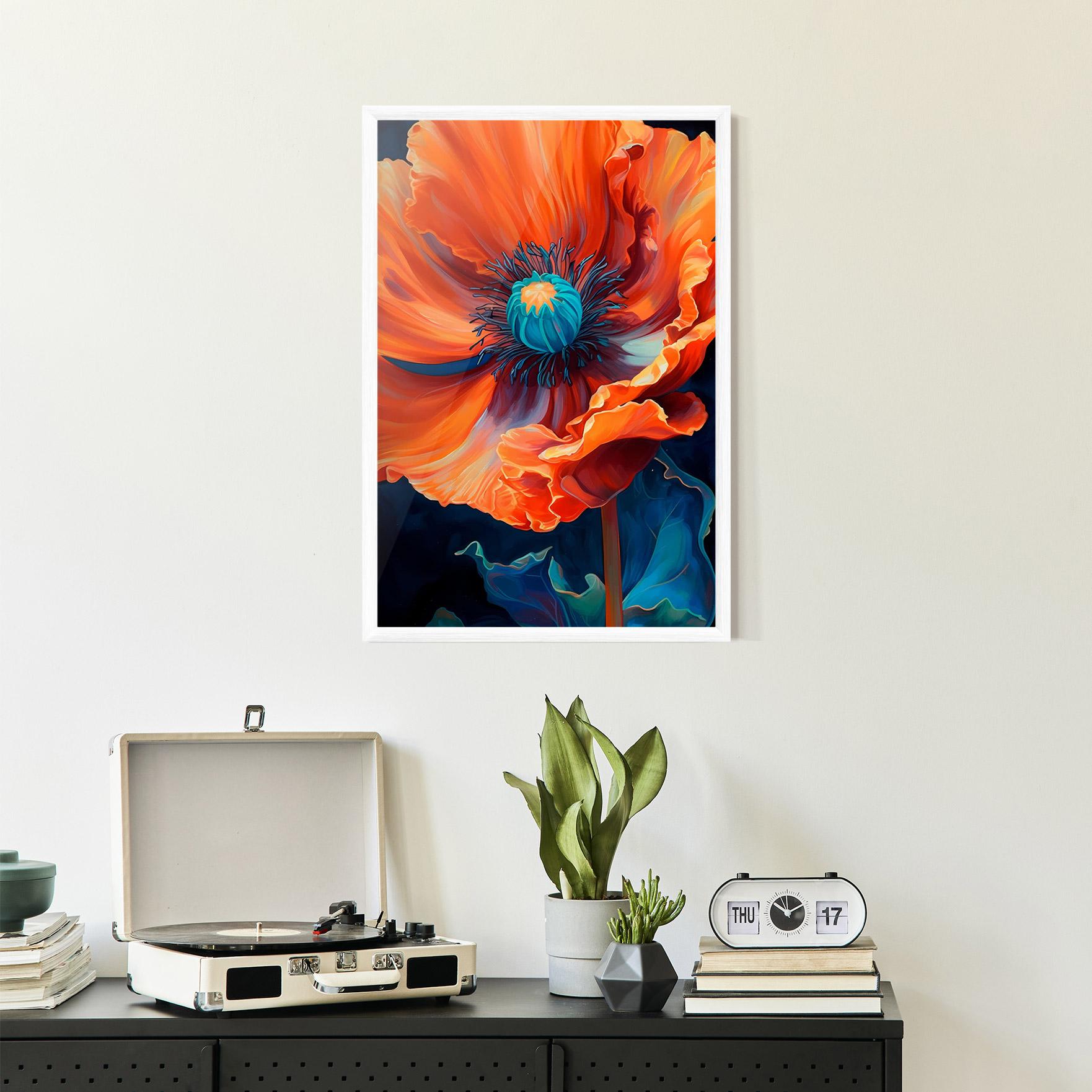 Poster Înrămat Orange Blue Poppy mockup 2