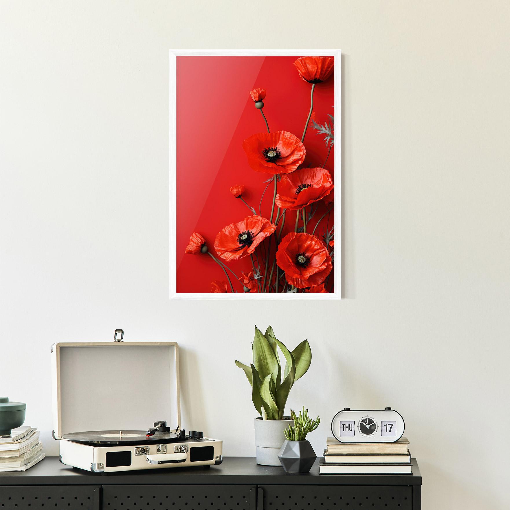 Poster Înrămat Poppies On The Table mockup 2
