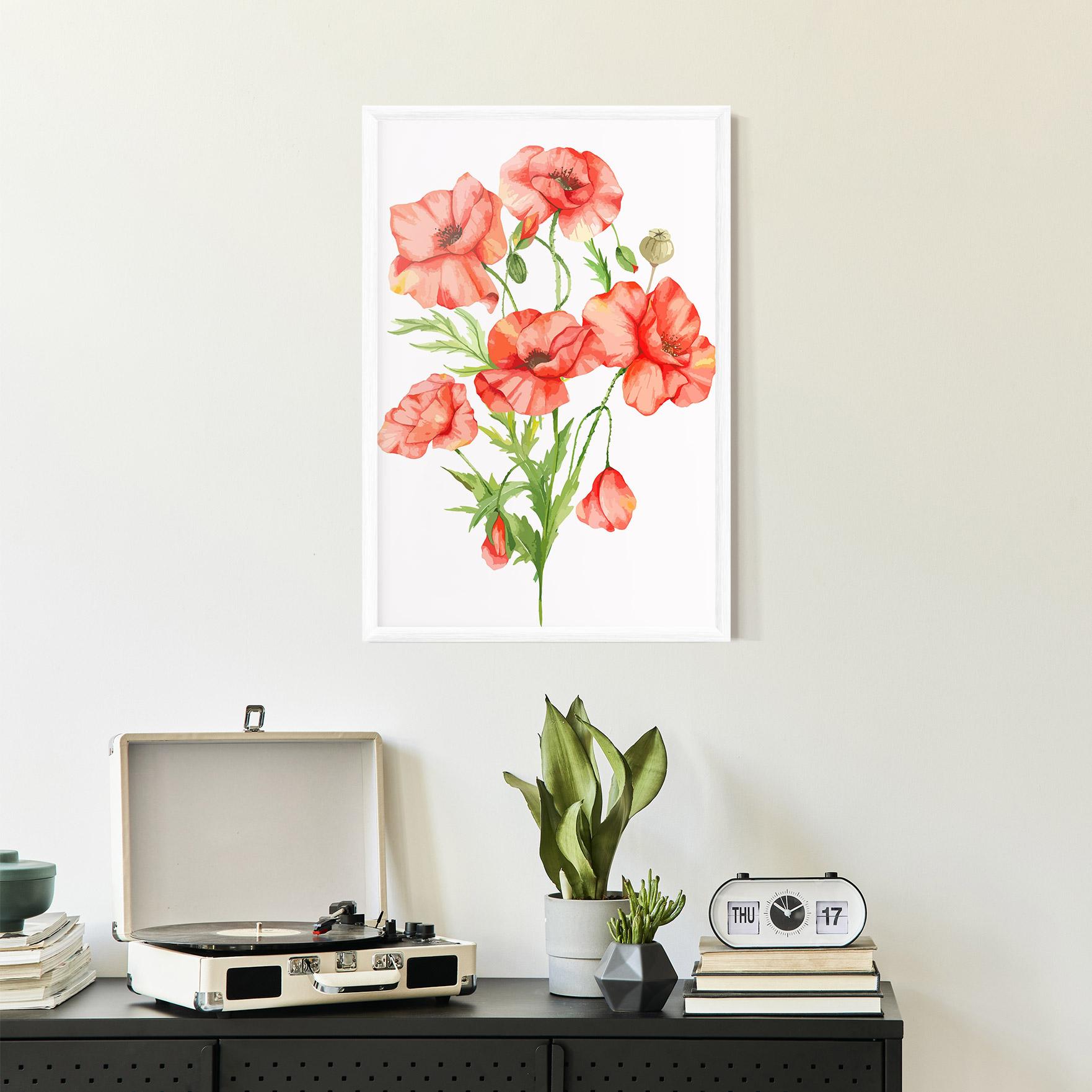 Poster Înrămat Red Pastel Poppy mockup 2