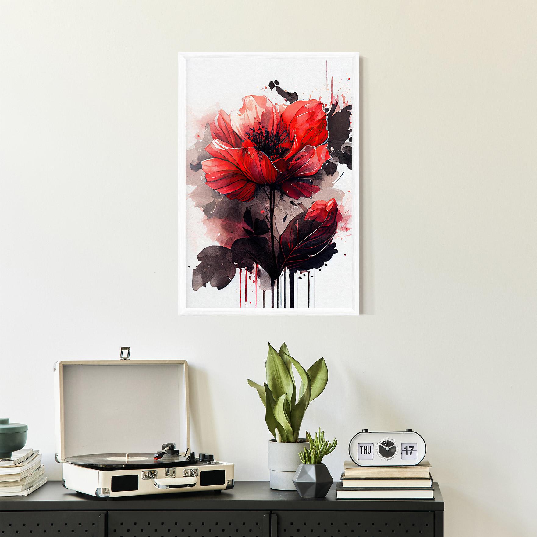 Poster Înrămat Watercolor Poppy mockup 2