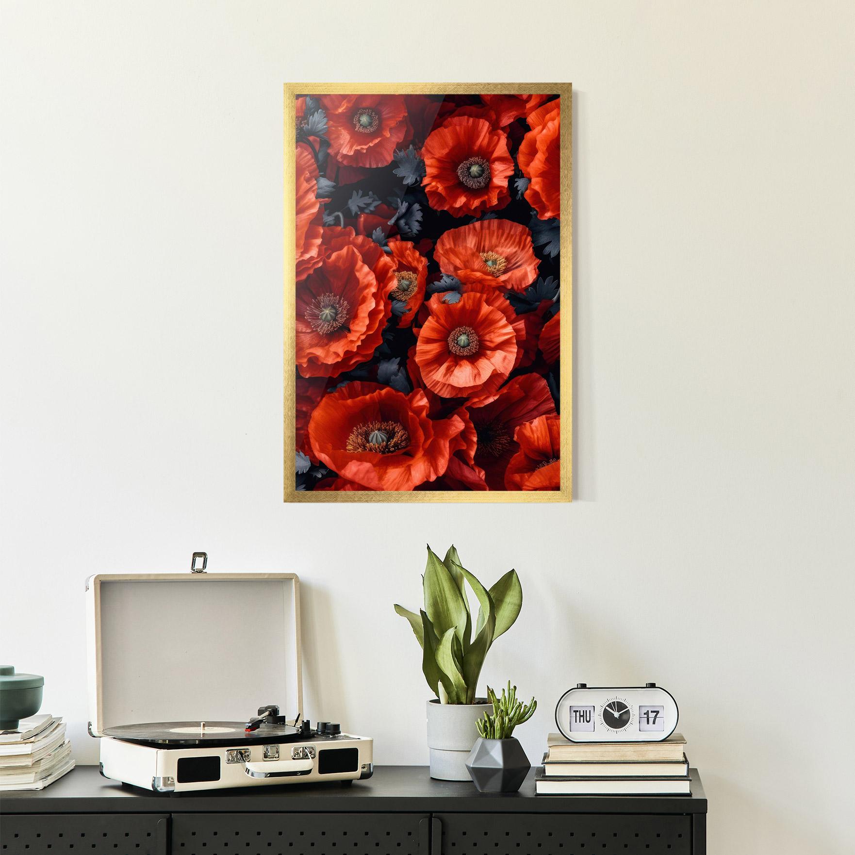 Poster Înrămat Black Red Poppies mockup 2