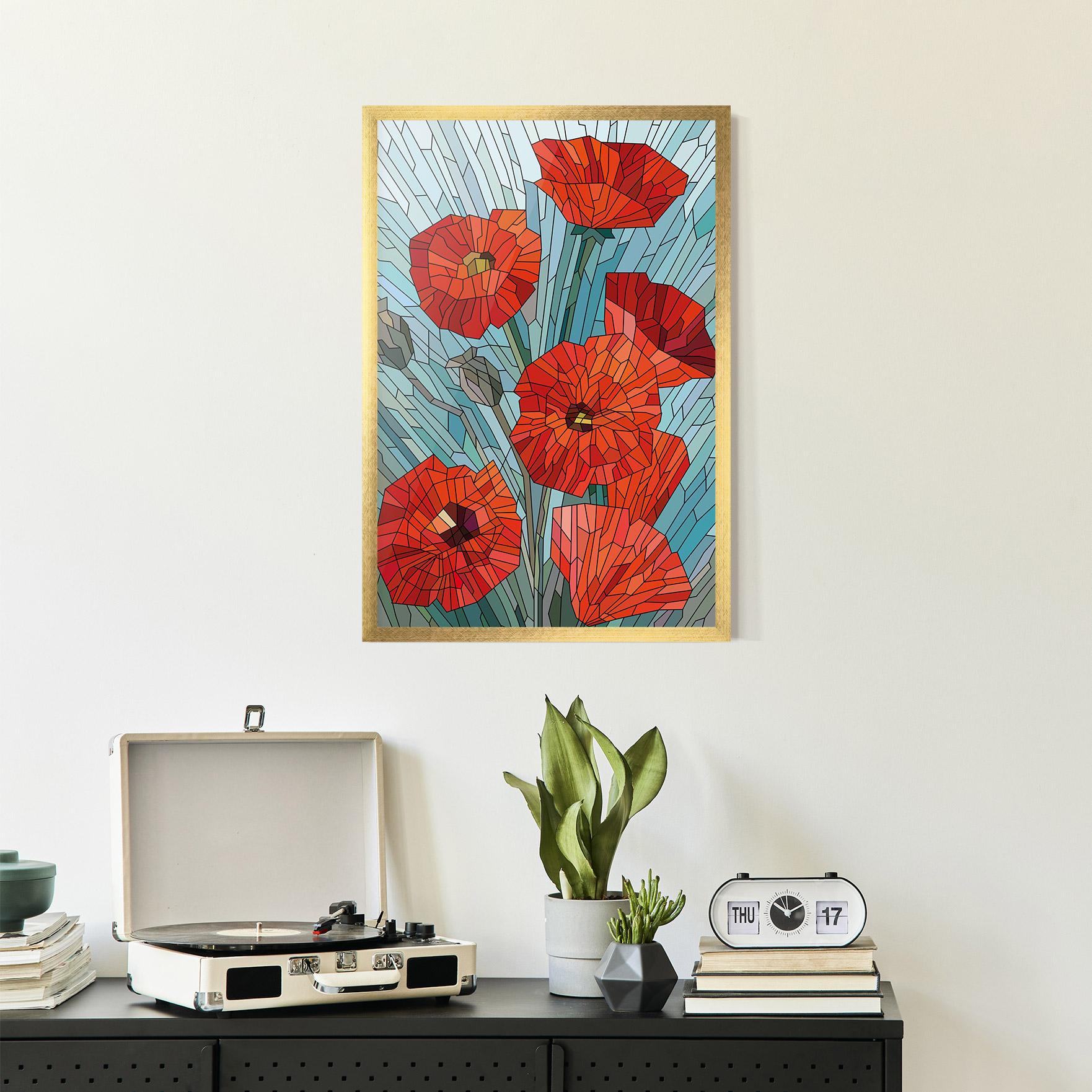 Poster Înrămat Blue Glass Poppy mockup 2