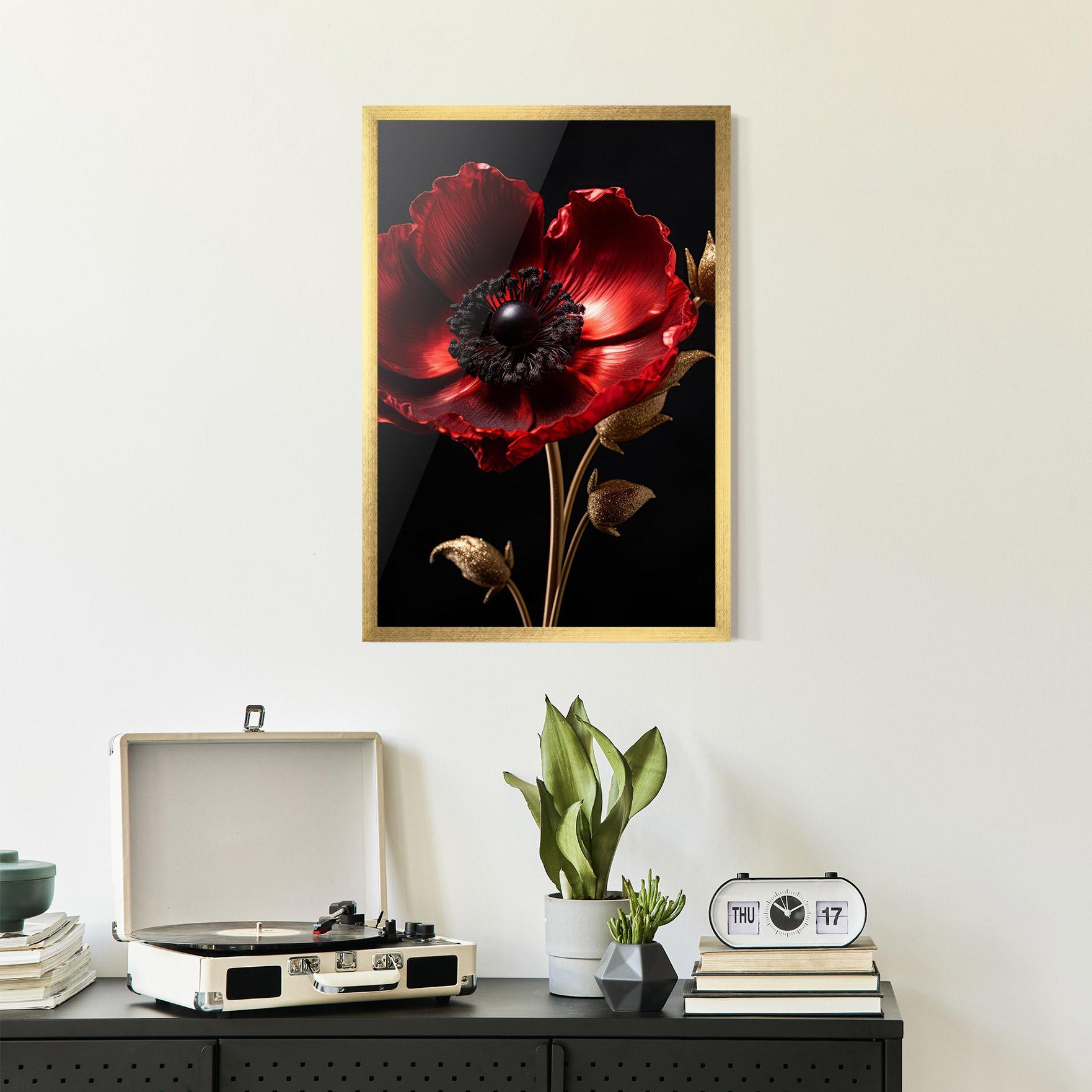 Poster Înrămat Dark Red Poppy mockup 2