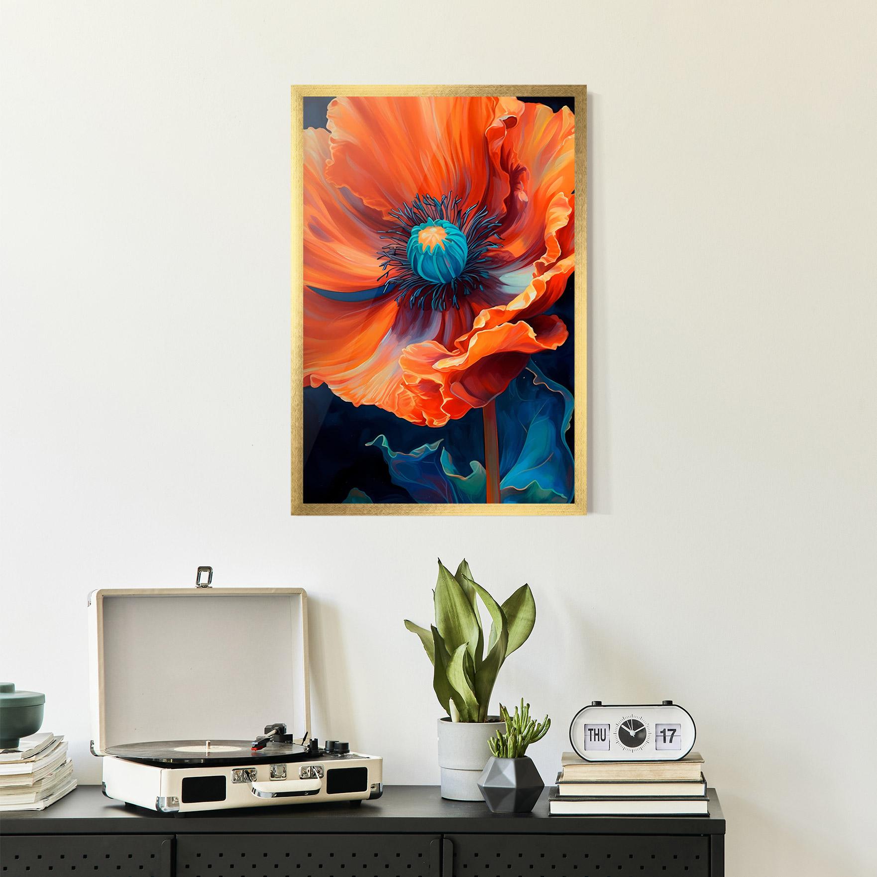 Poster Înrămat Orange Blue Poppy mockup 2
