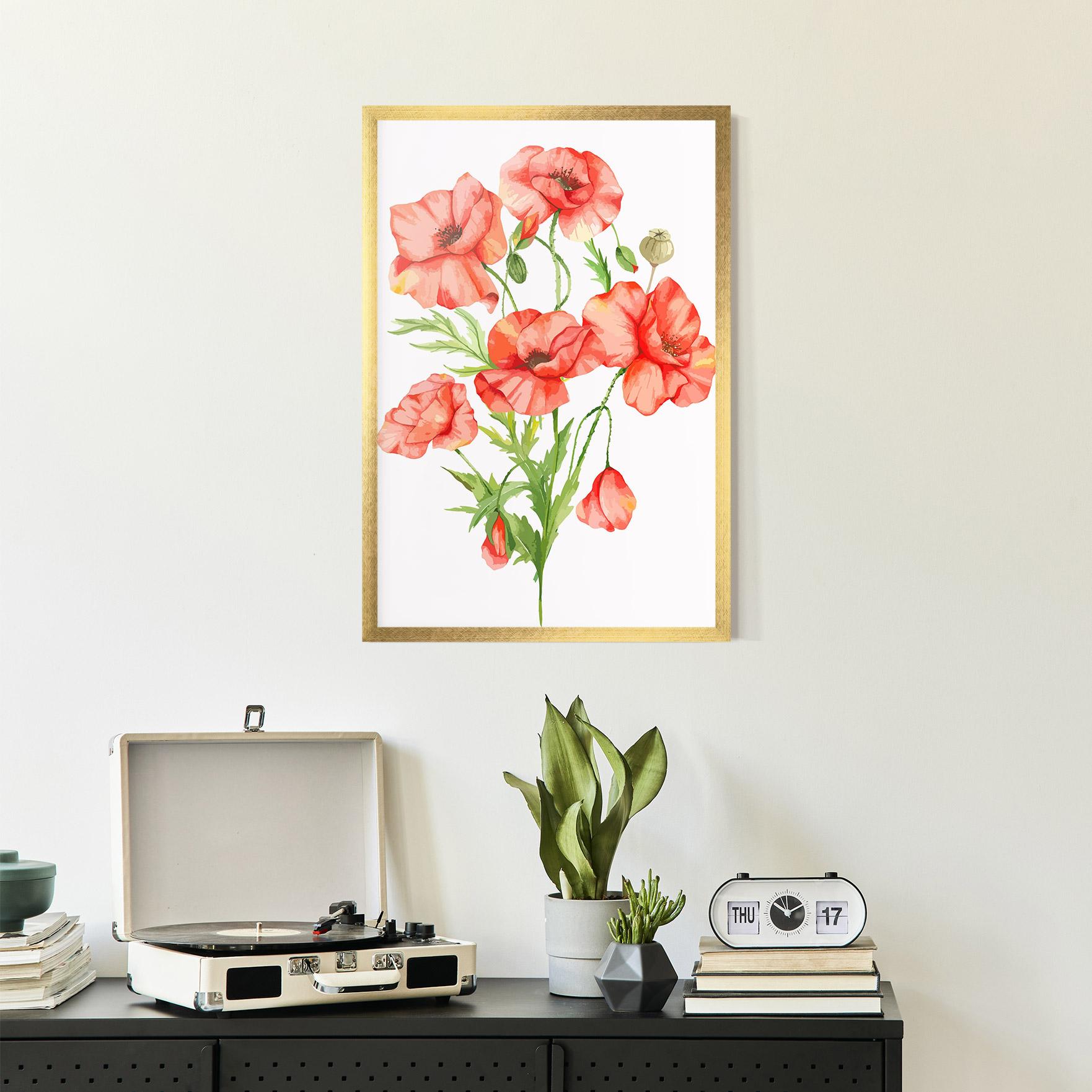 Poster Înrămat Red Pastel Poppy mockup 2
