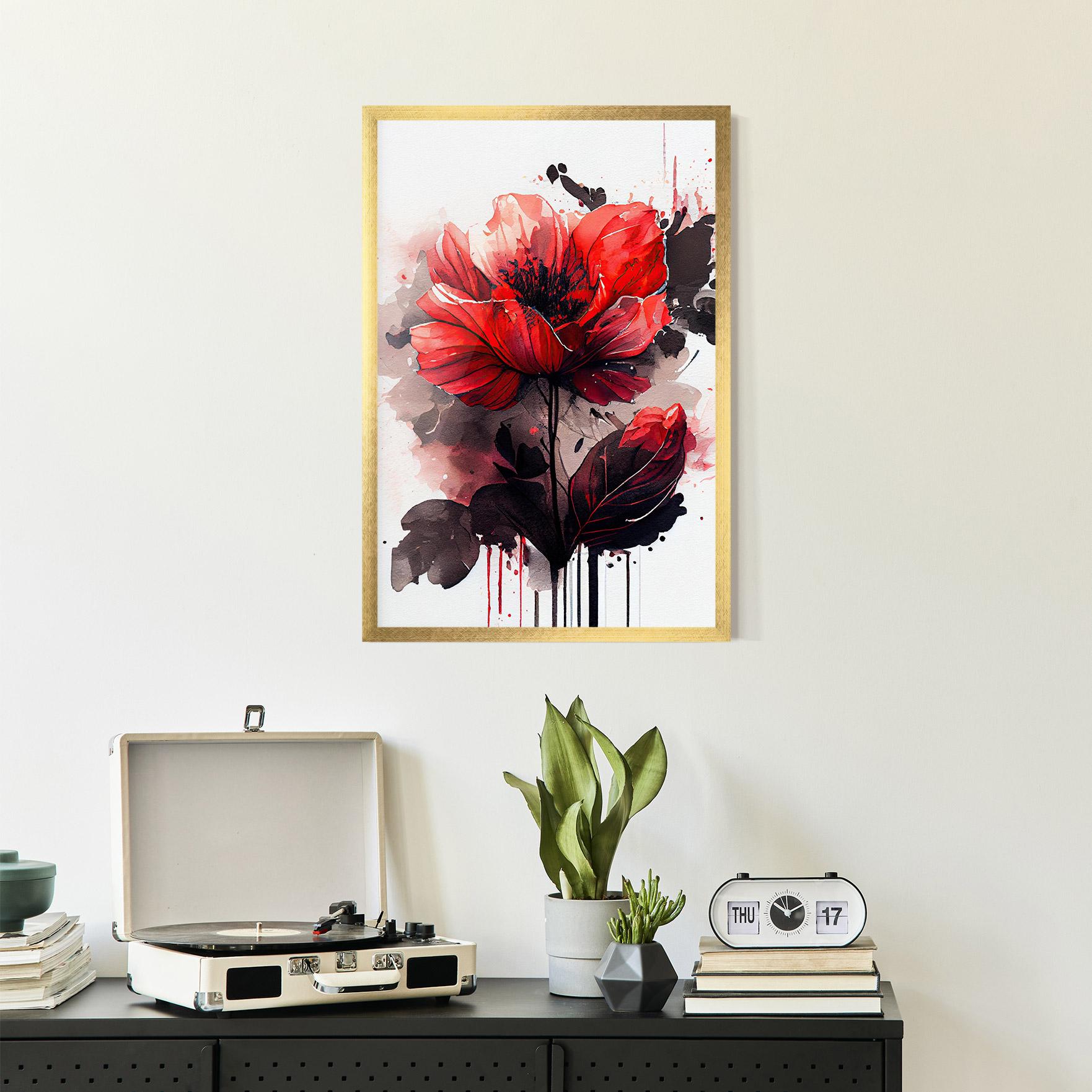 Poster Înrămat Watercolor Poppy mockup 2