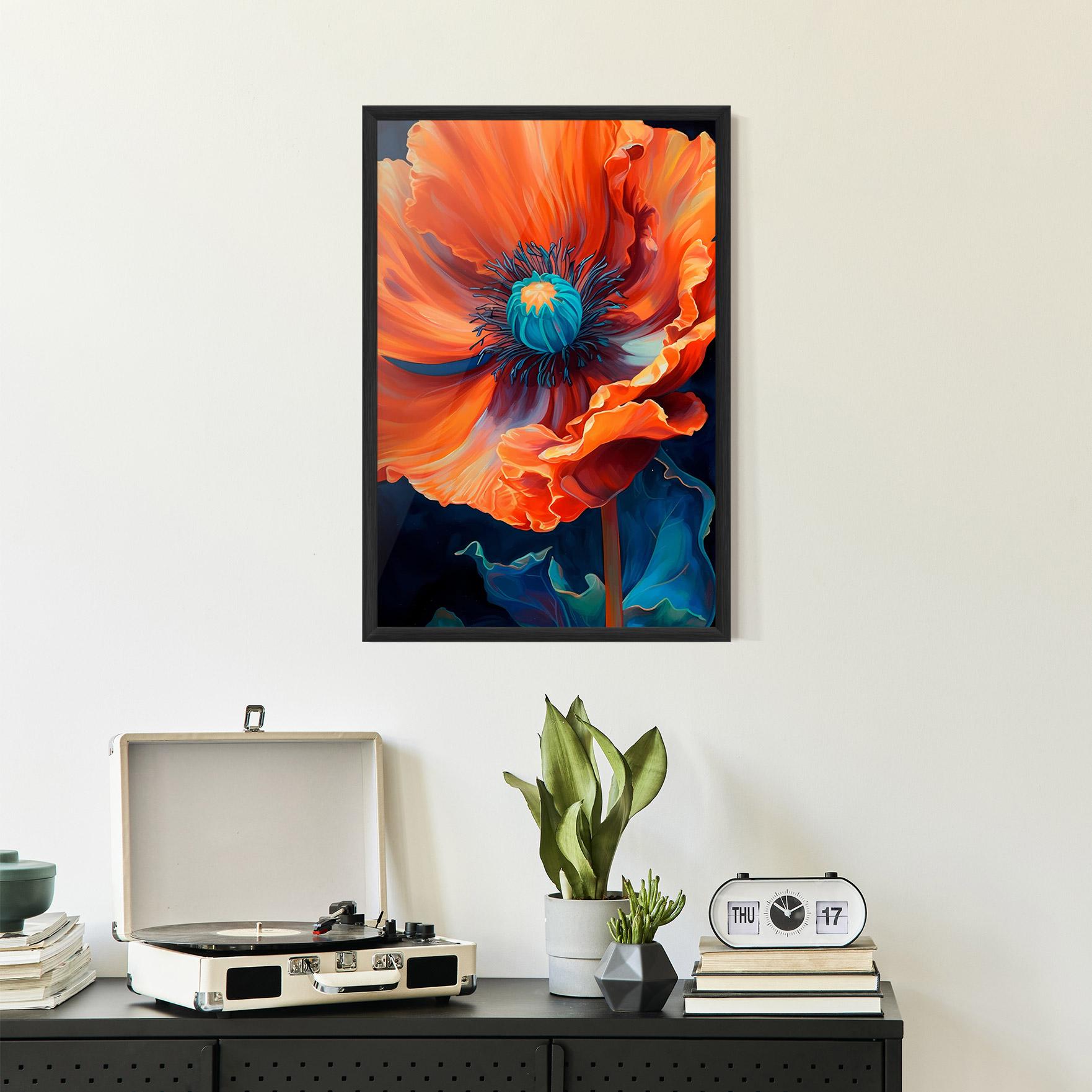 Poster Înrămat Orange Blue Poppy mockup 2