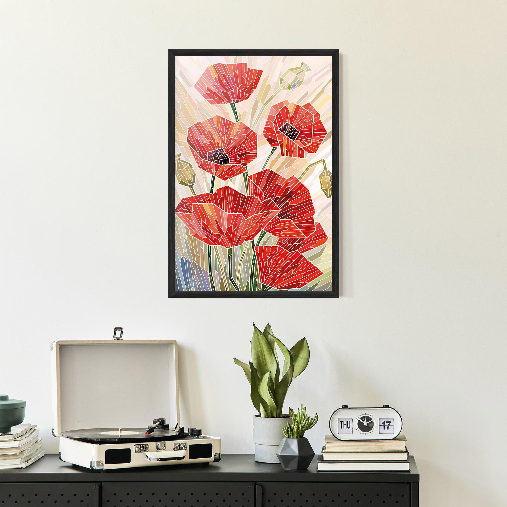 Poster Înrămat Poppy Stained Glass mockup 2