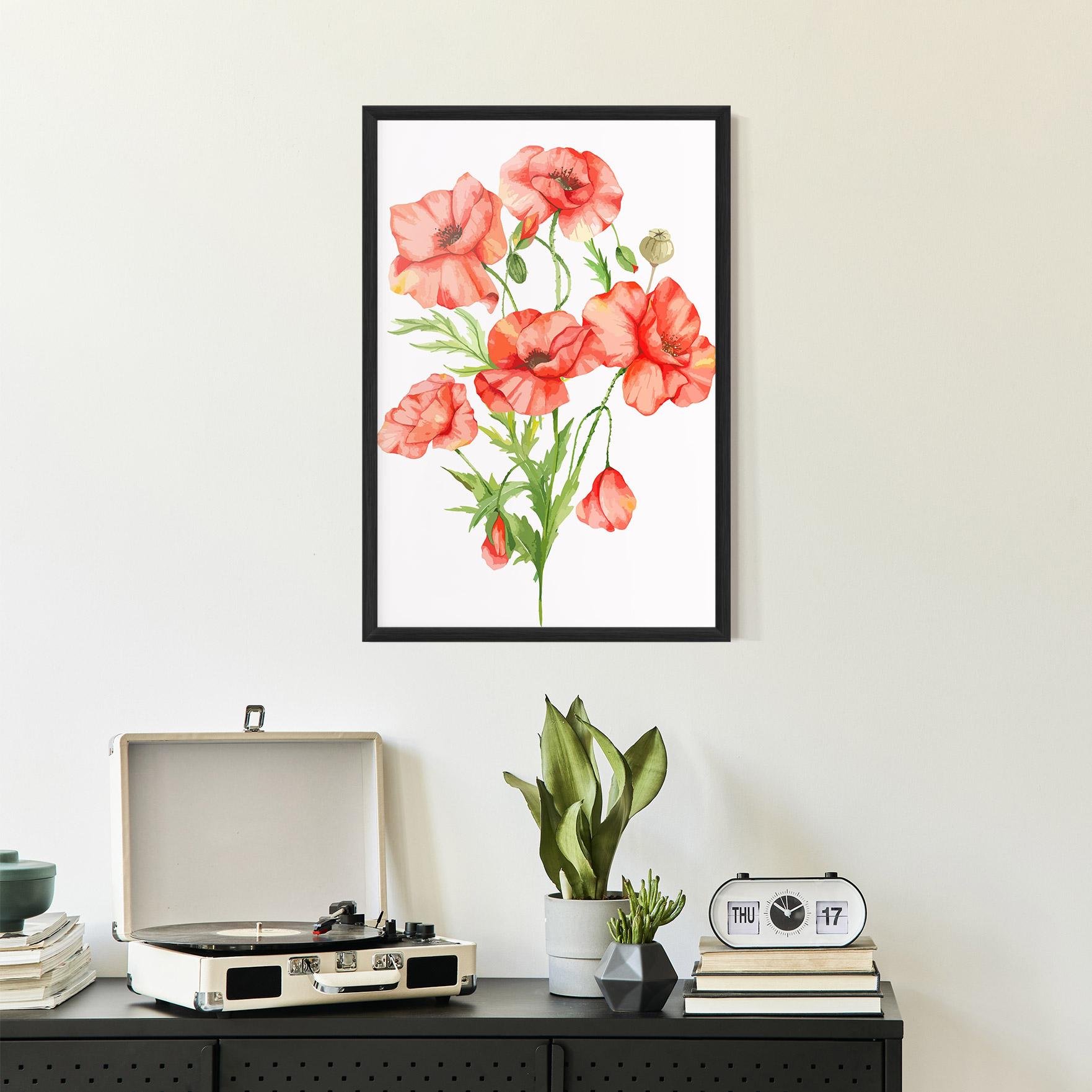 Poster Înrămat Red Pastel Poppy mockup 2