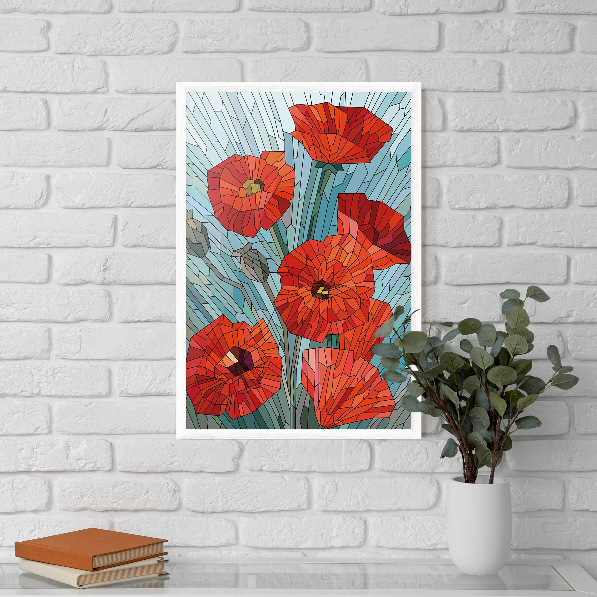 Poster Înrămat Blue Glass Poppy mockup 5