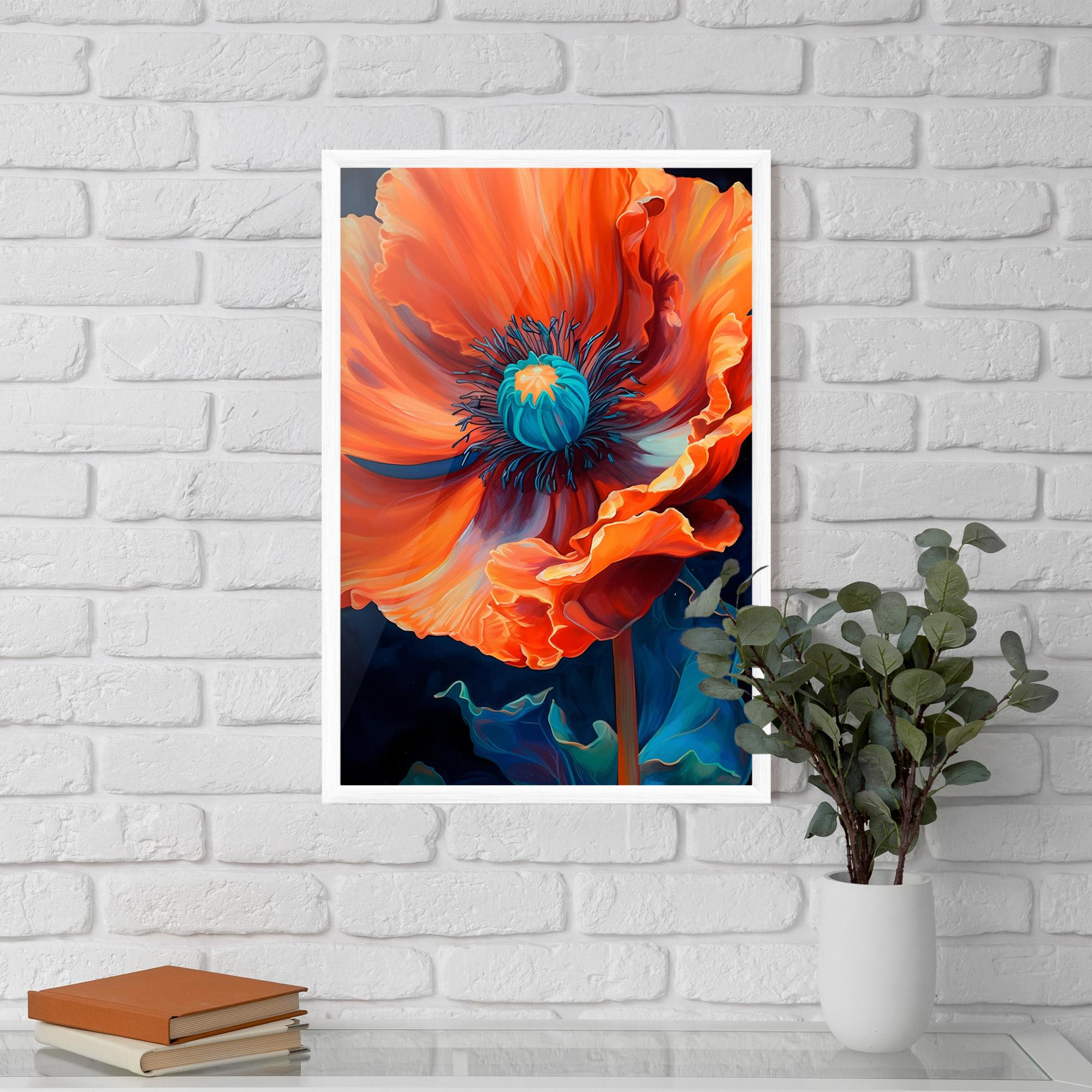 Poster Înrămat Orange Blue Poppy mockup 5
