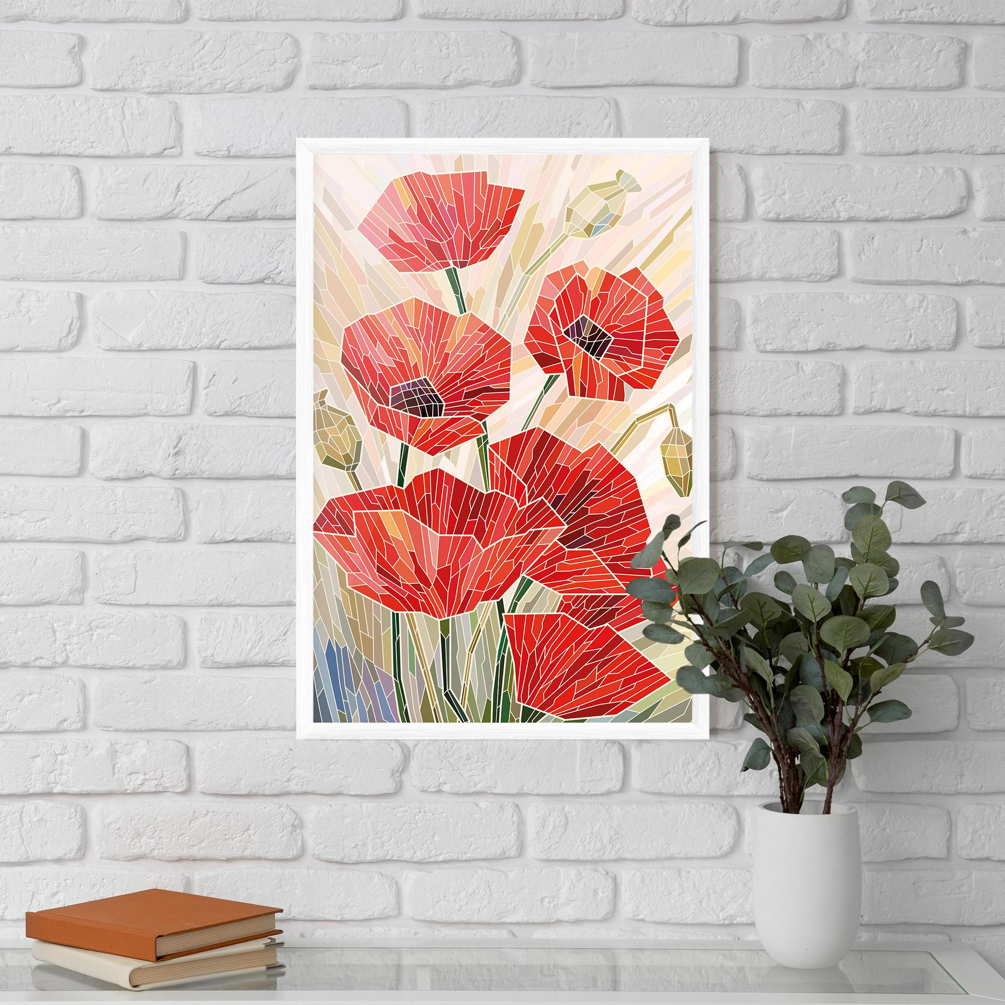 Poster Înrămat Poppy Stained Glass mockup 5