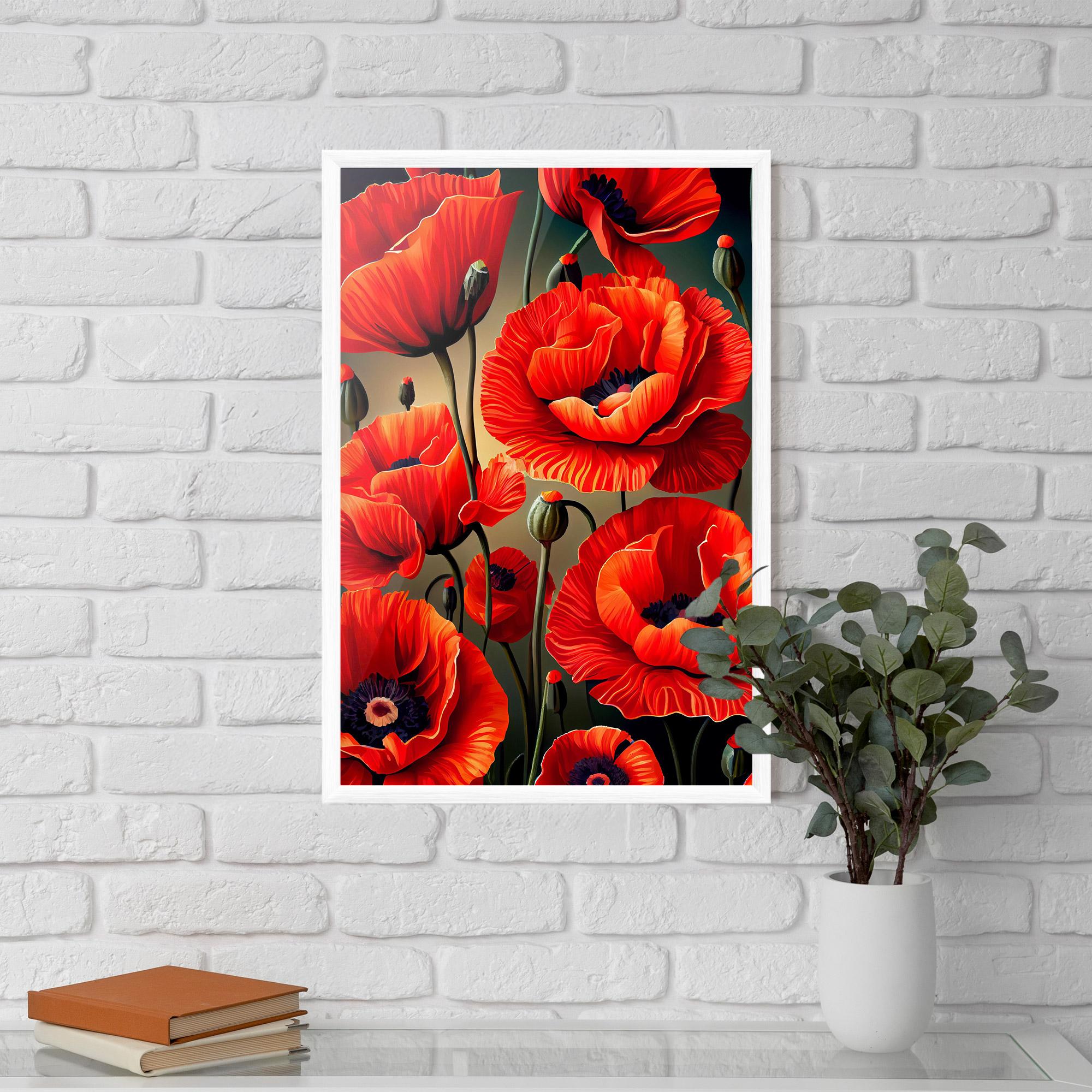 Poster Înrămat Pretty Poppy On Green mockup 5