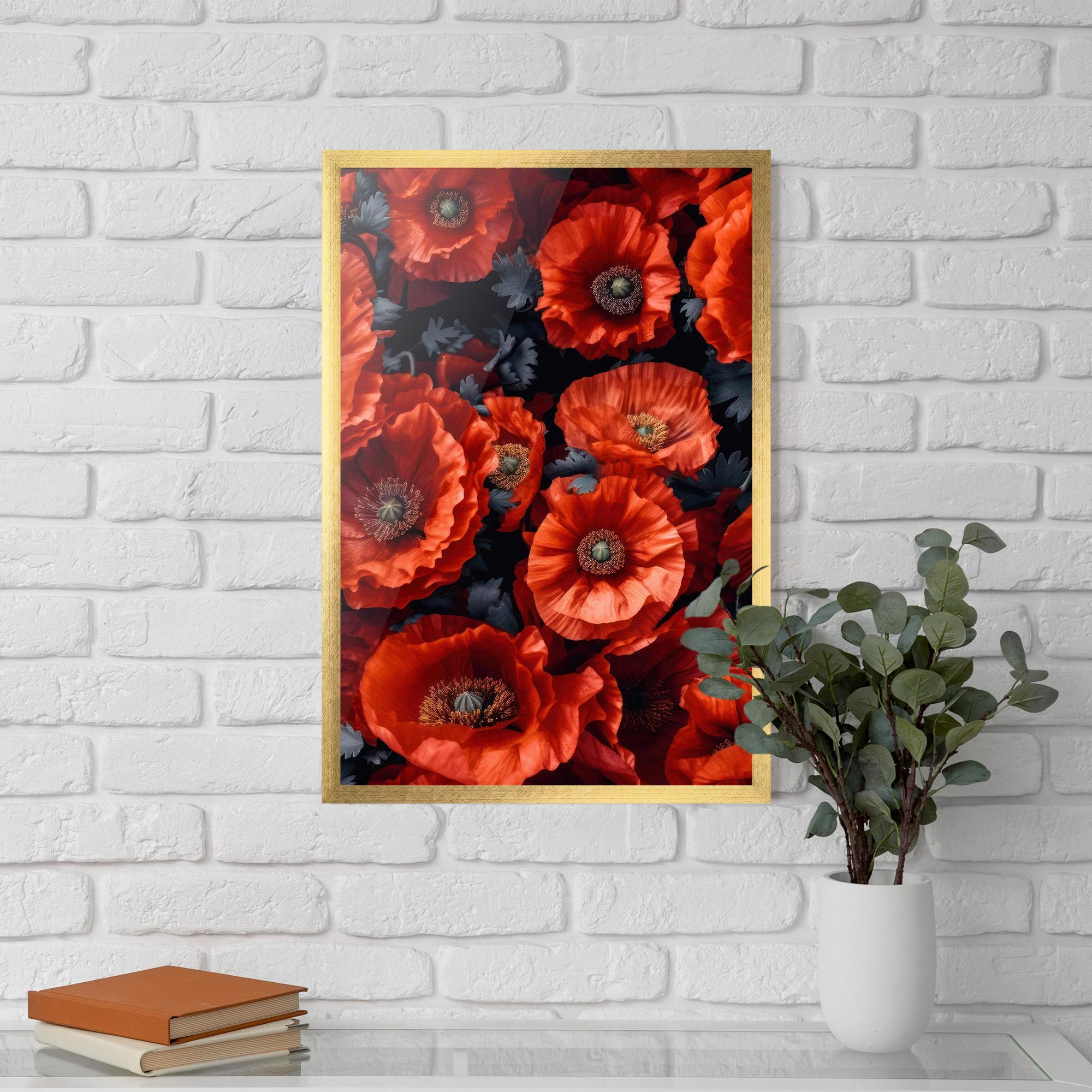 Poster Înrămat Black Red Poppies mockup 5