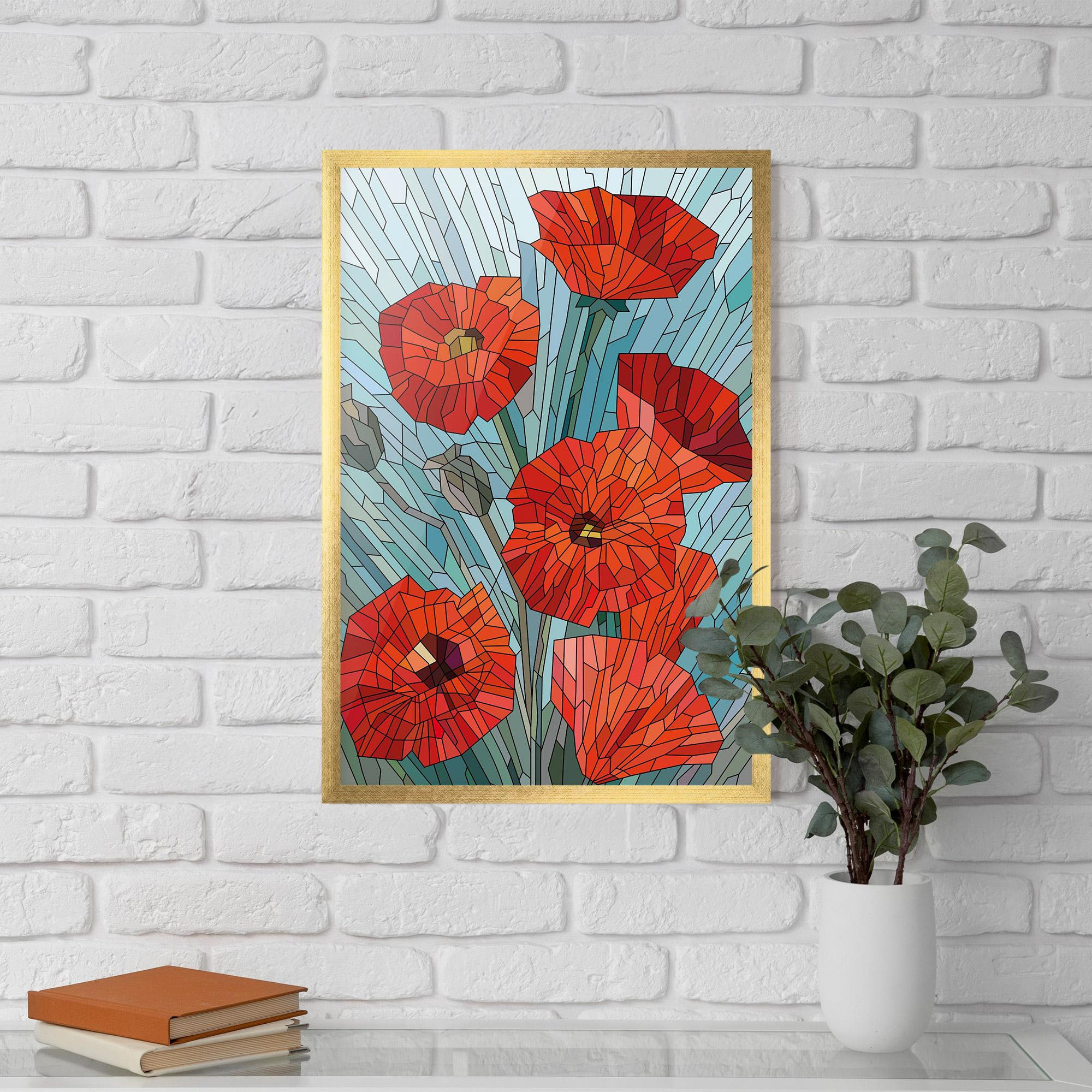 Poster Înrămat Blue Glass Poppy mockup 5