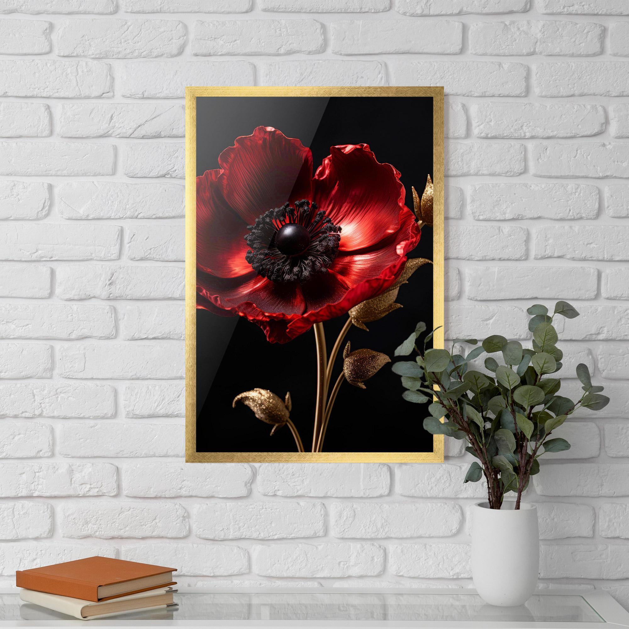 Poster Înrămat Dark Red Poppy mockup 5