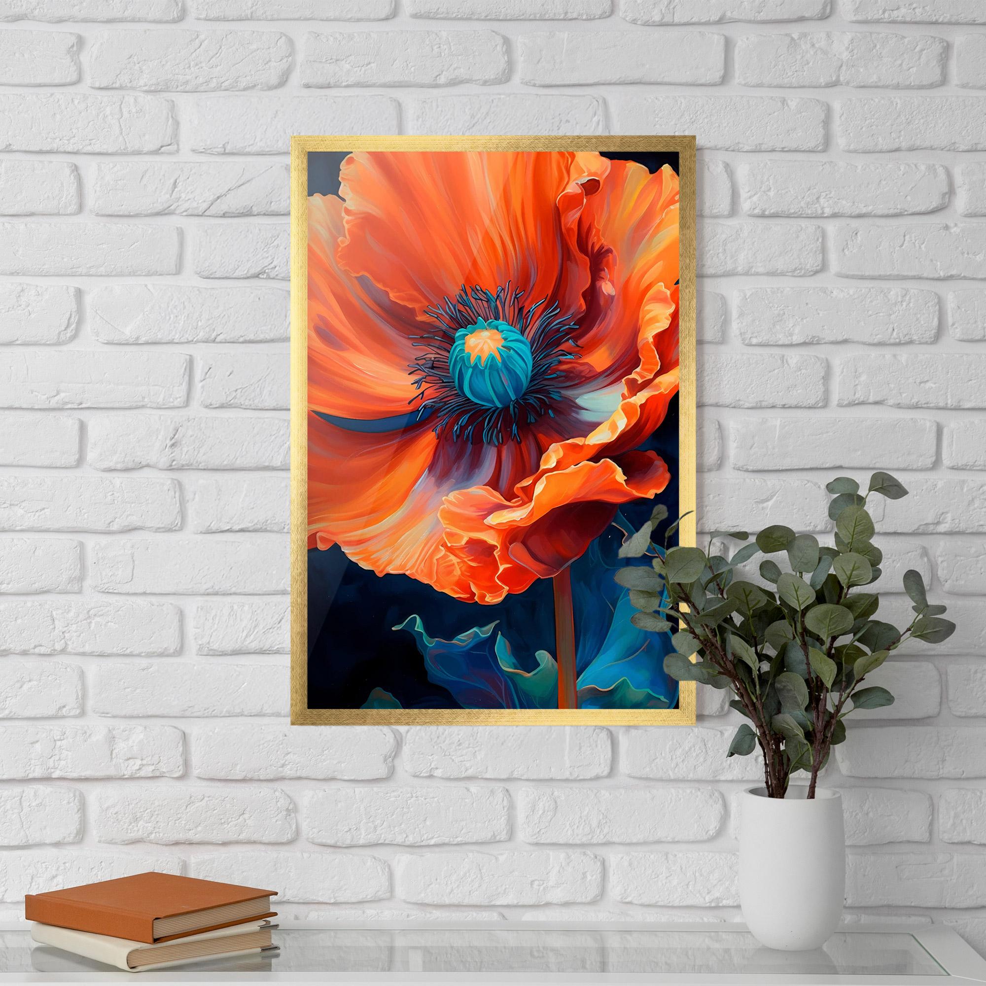 Poster Înrămat Orange Blue Poppy mockup 5