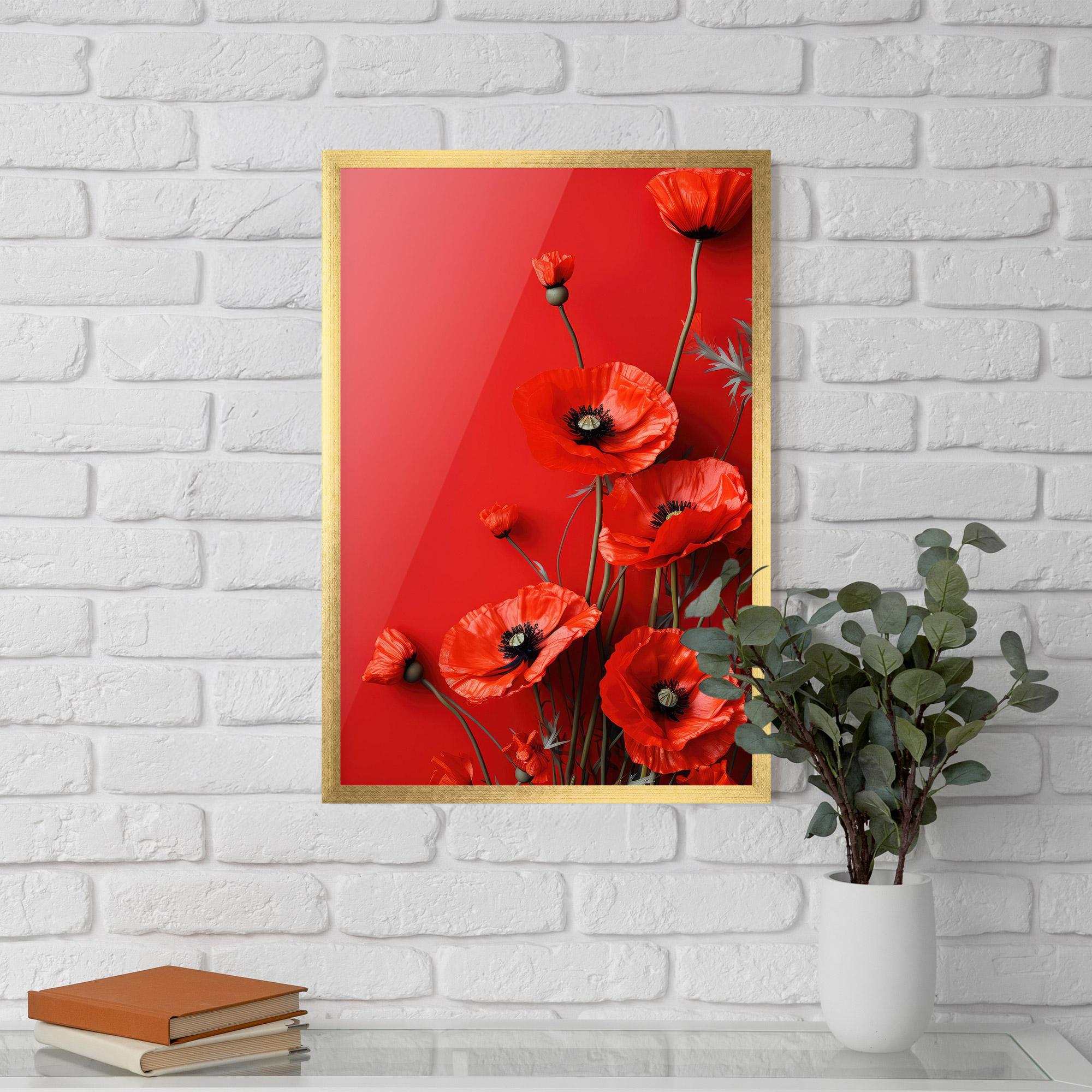 Poster Înrămat Poppies On The Table mockup 5