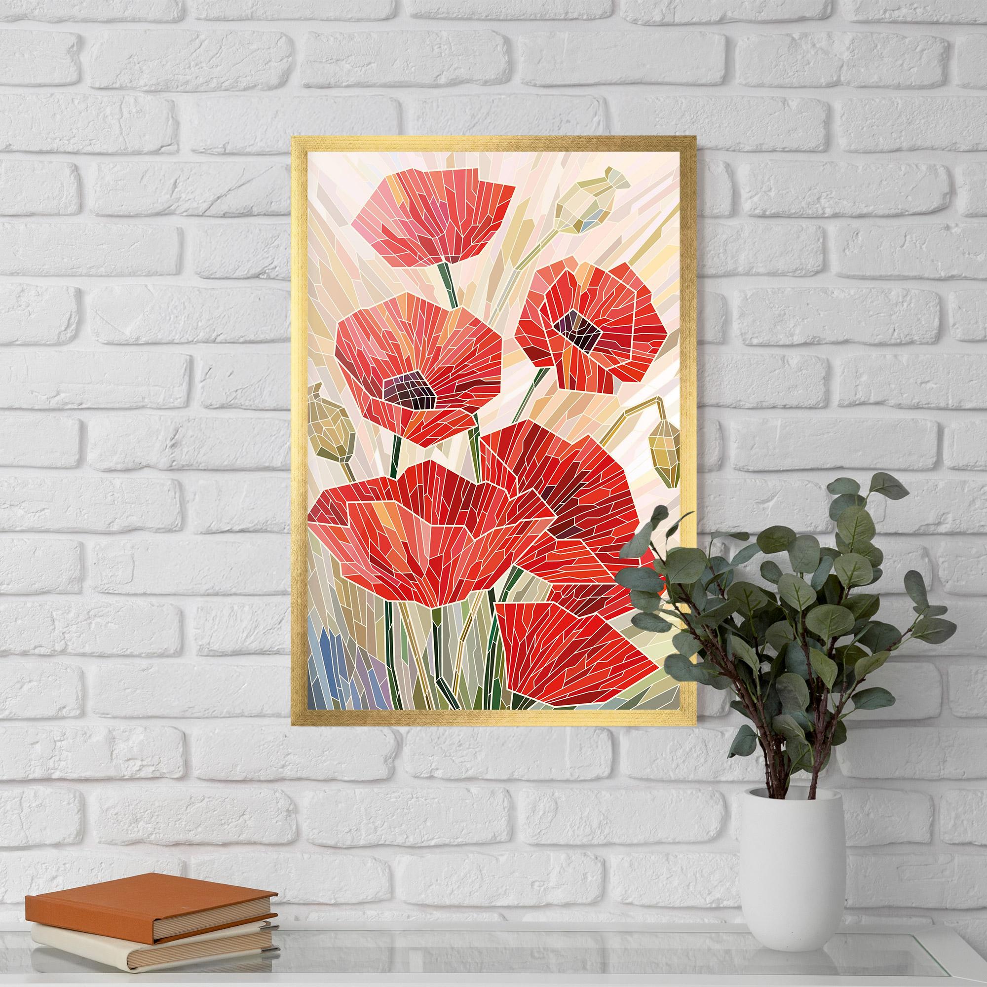 Poster Înrămat Poppy Stained Glass mockup 5