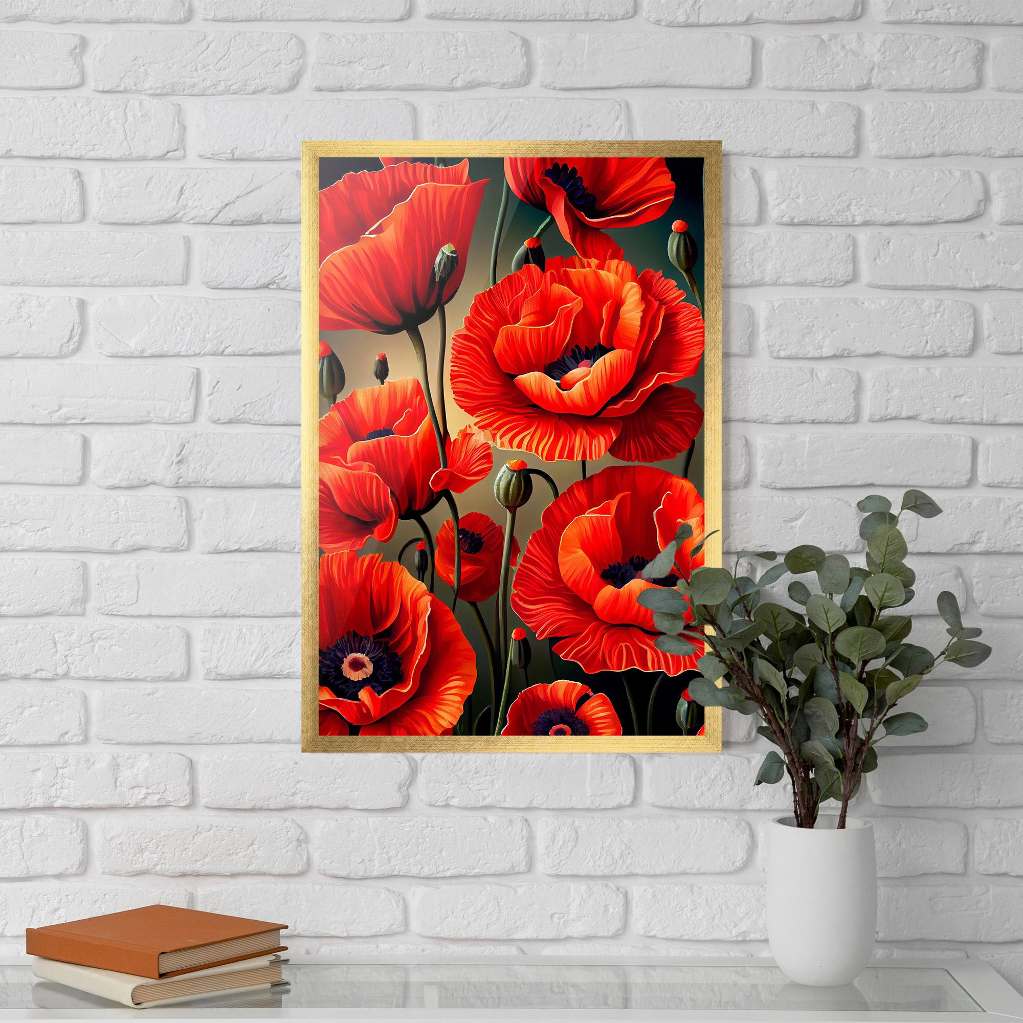 Poster Înrămat Pretty Poppy On Green mockup 5