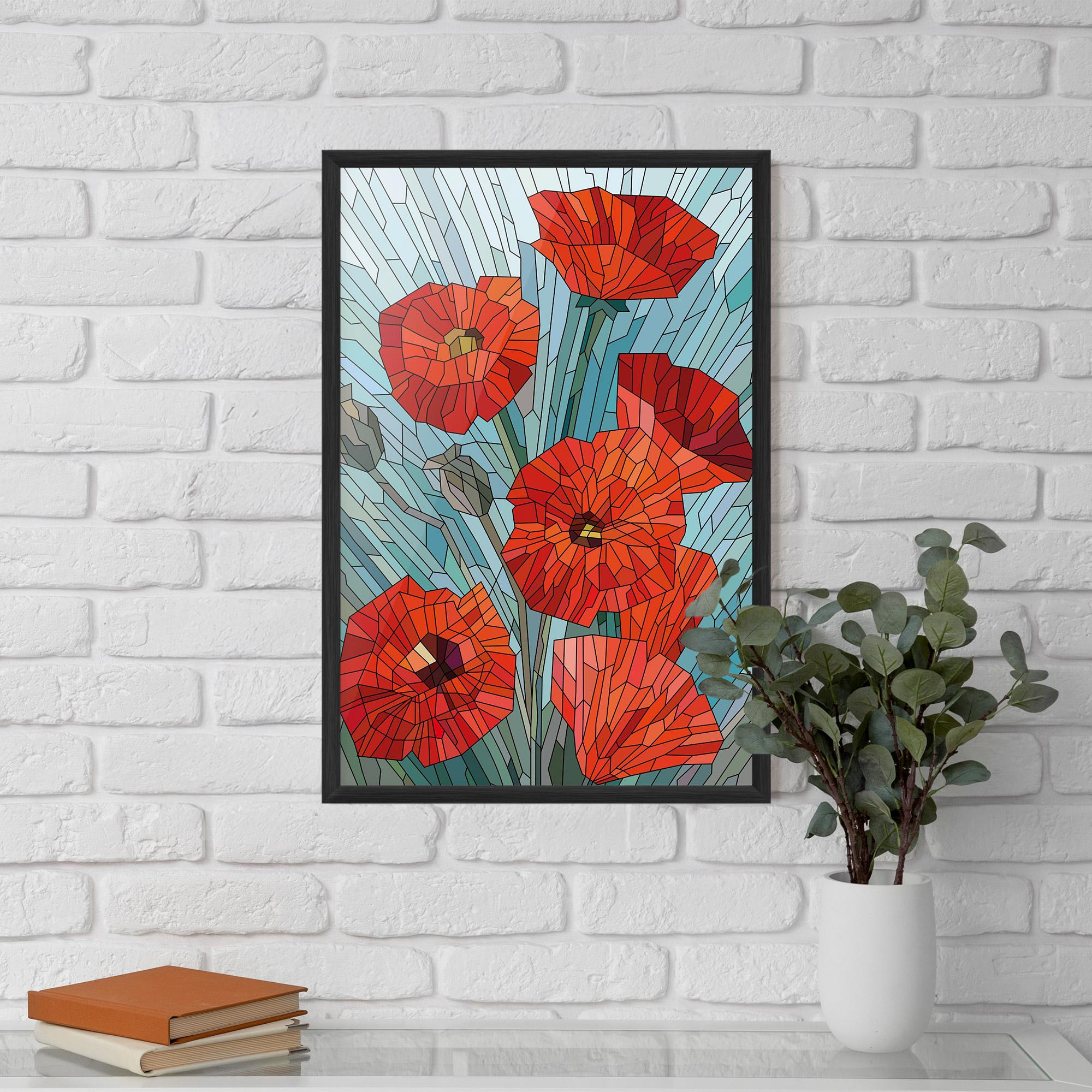 Poster Înrămat Blue Glass Poppy mockup 5