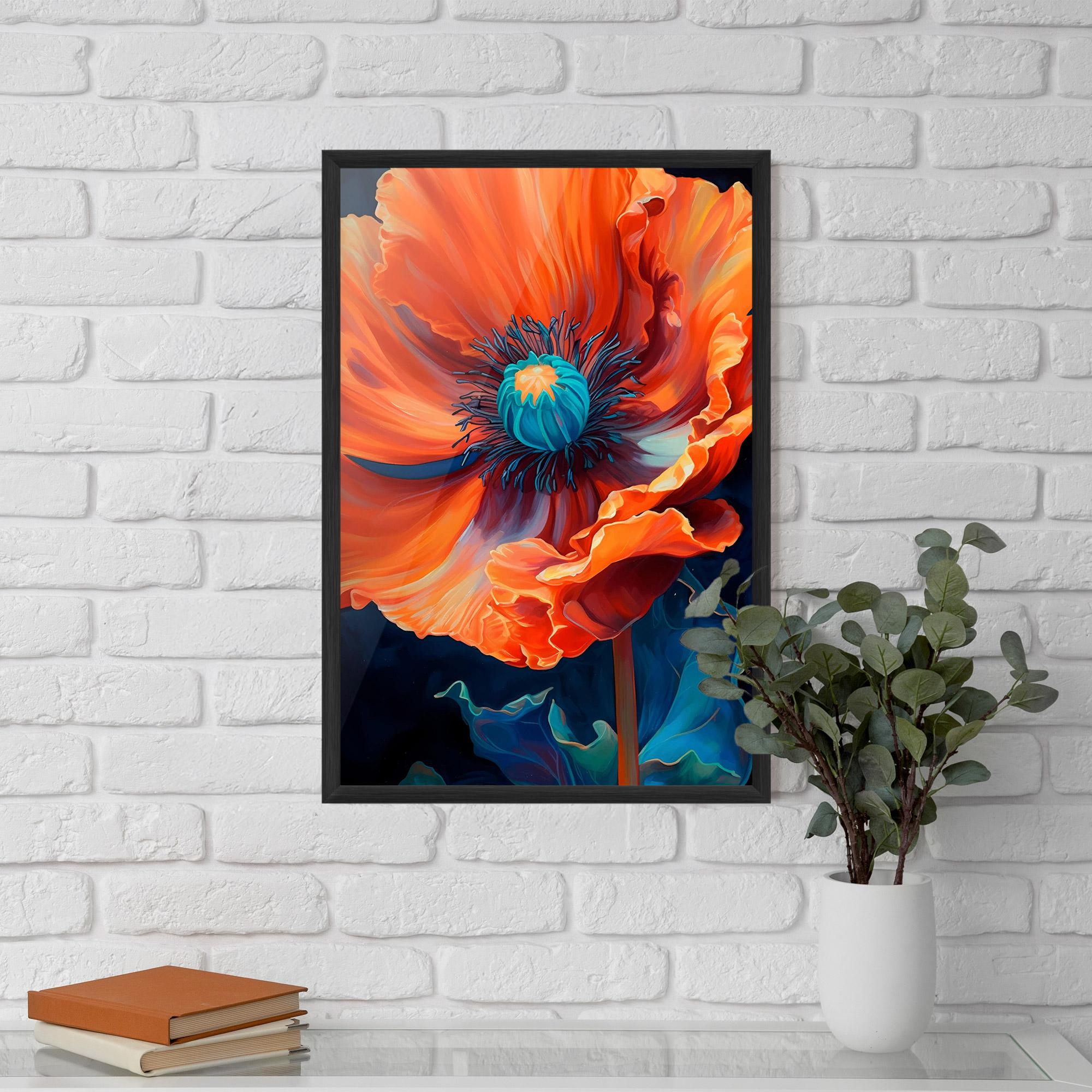 Poster Înrămat Orange Blue Poppy mockup 5