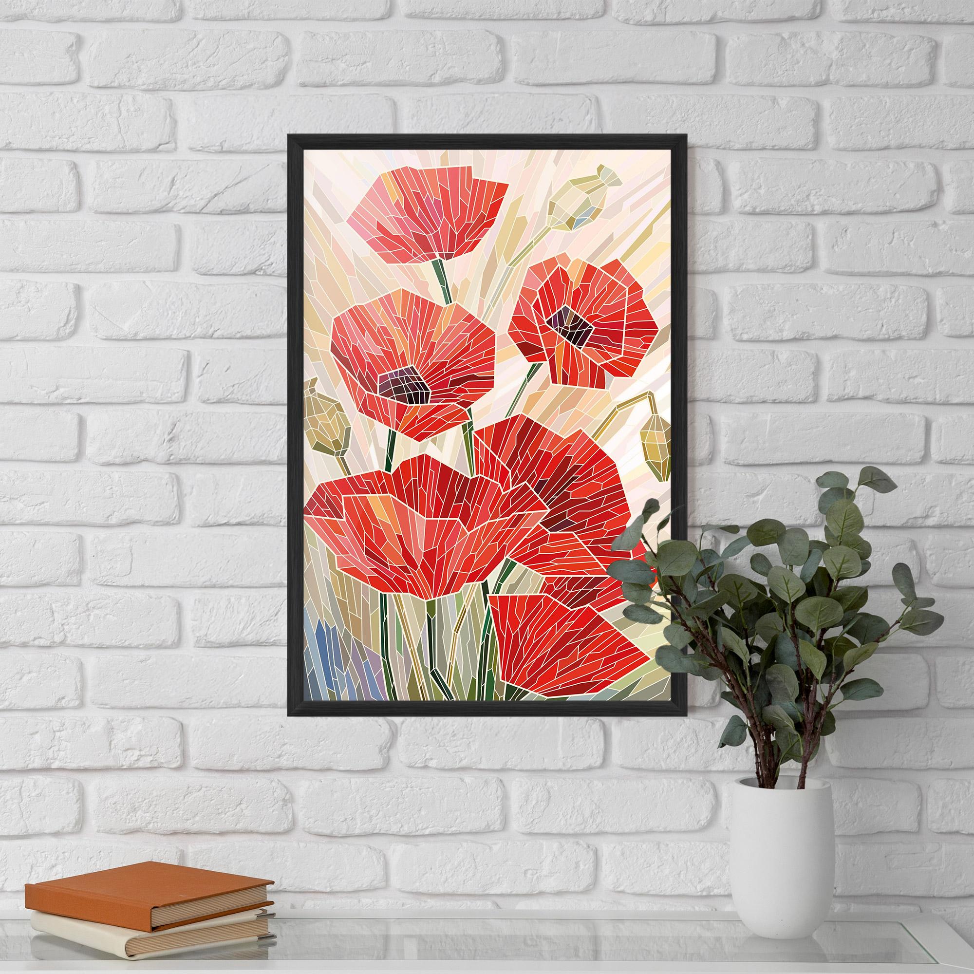 Poster Înrămat Poppy Stained Glass mockup 5