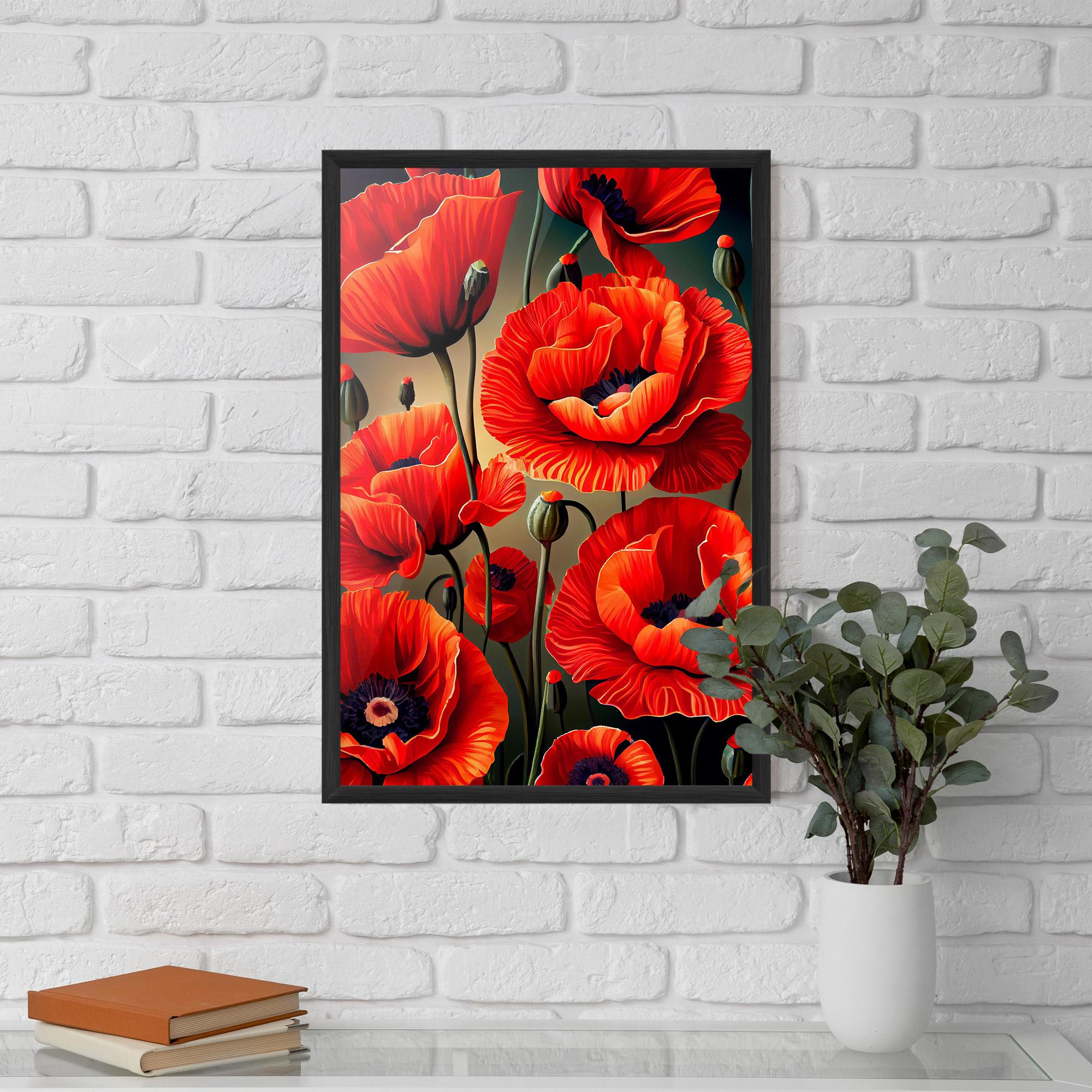 Poster Înrămat Pretty Poppy On Green mockup 5