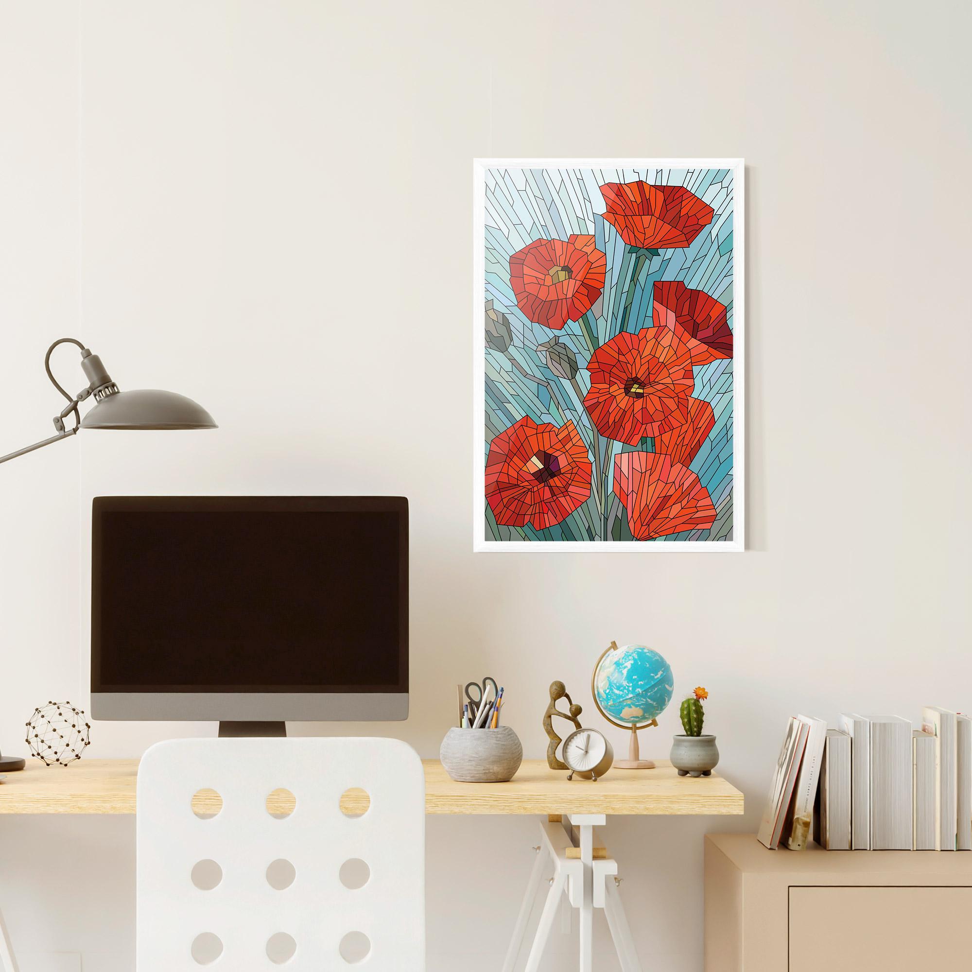 Poster Înrămat Blue Glass Poppy mockup 6