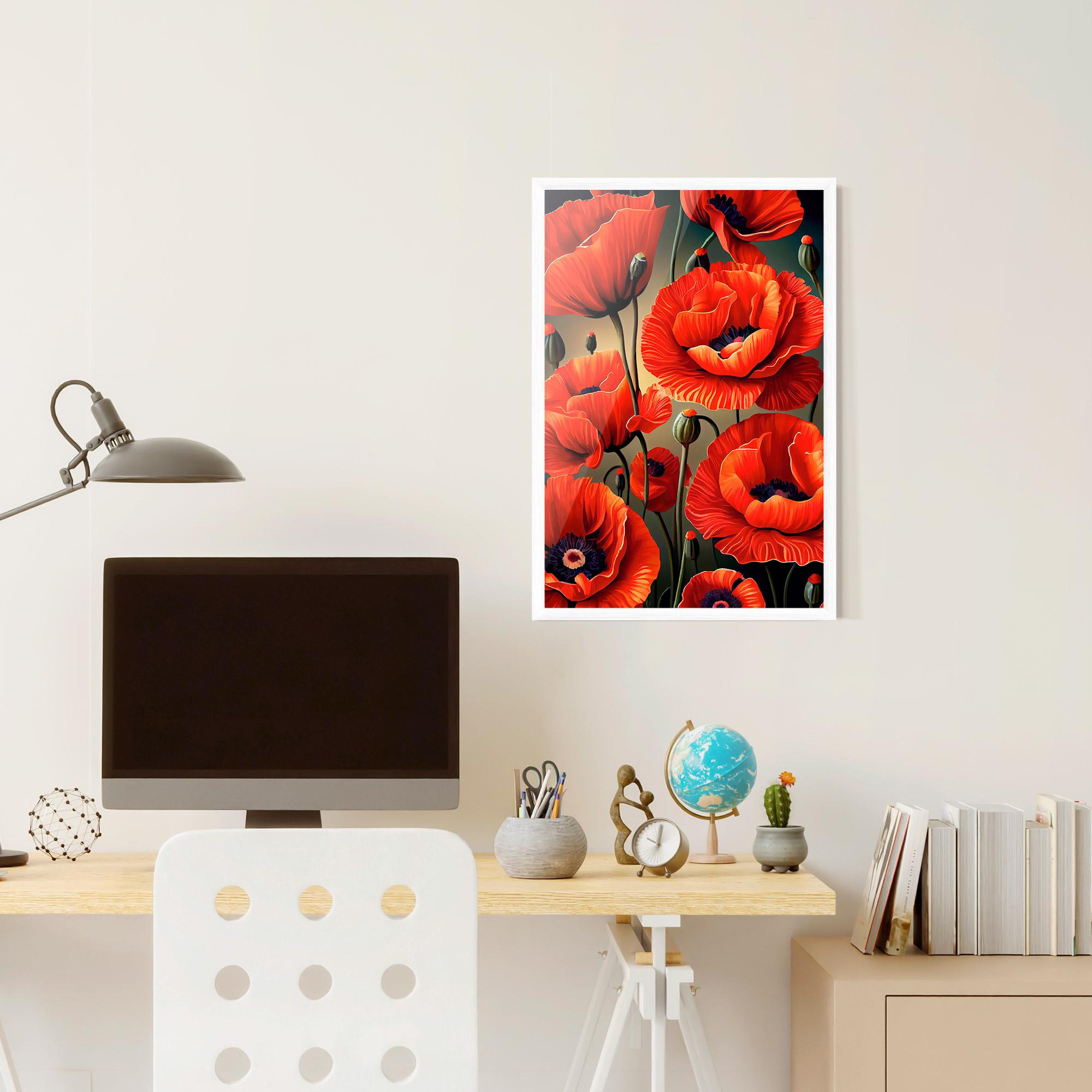Poster Înrămat Pretty Poppy On Green mockup 6