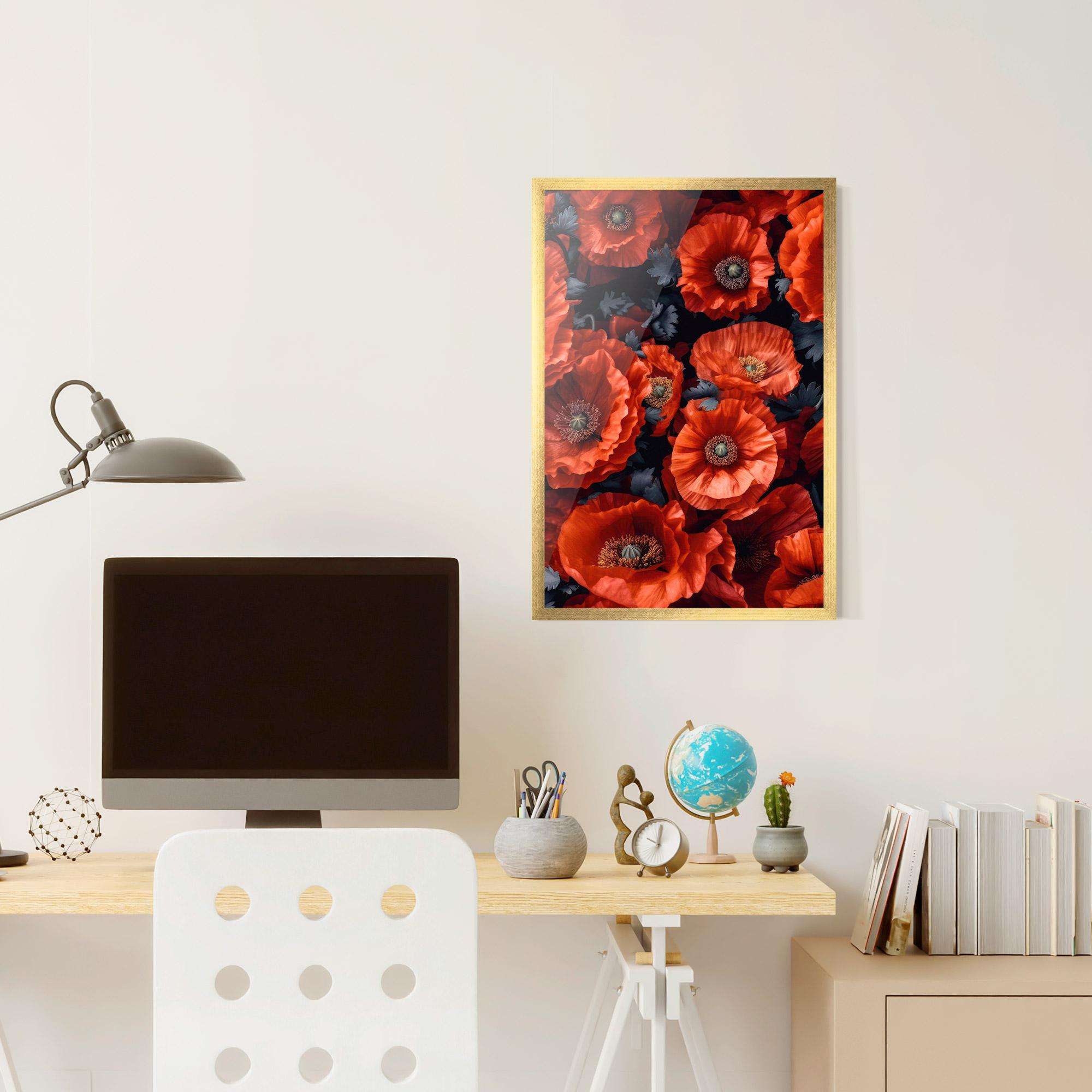 Poster Înrămat Black Red Poppies mockup 6