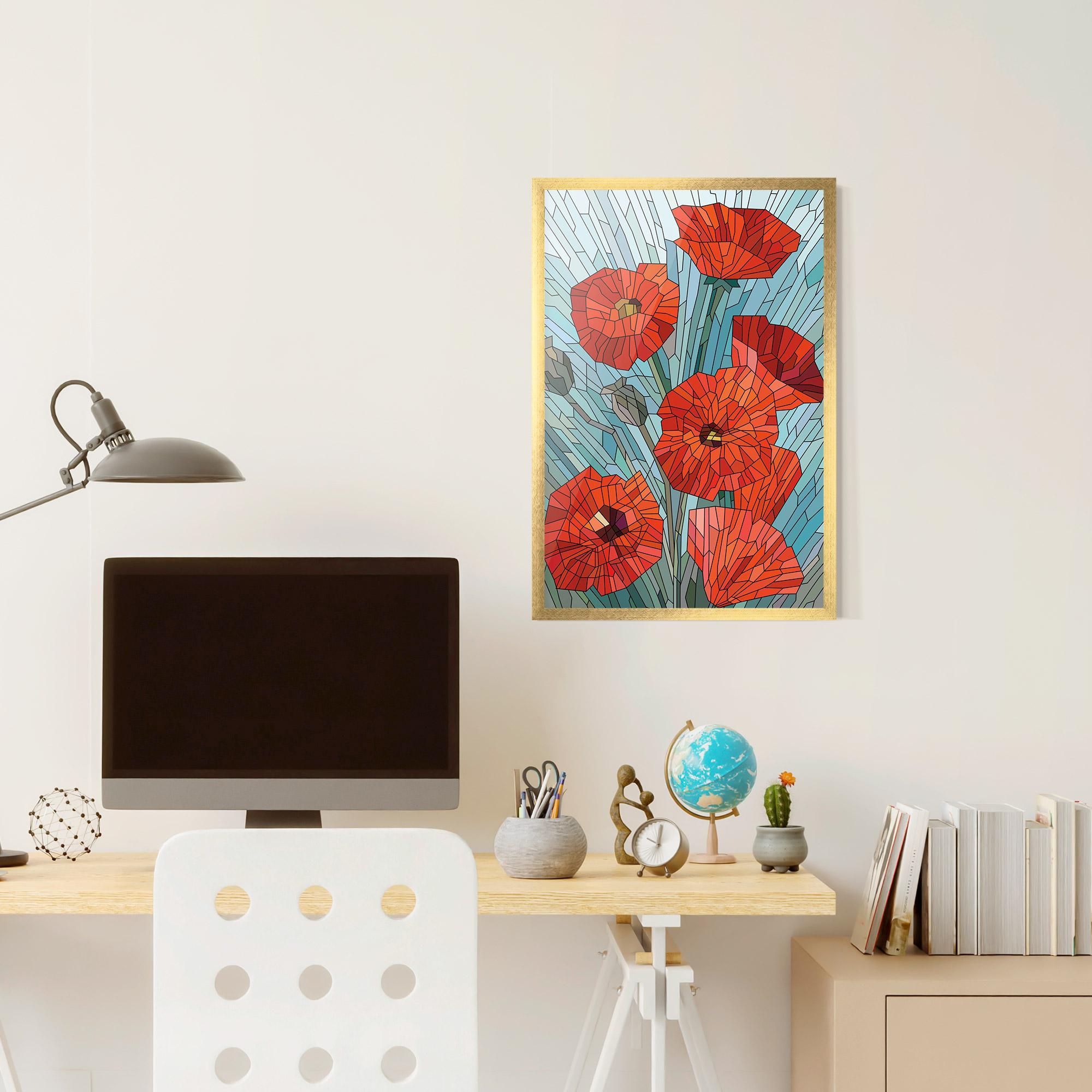 Poster Înrămat Blue Glass Poppy mockup 6