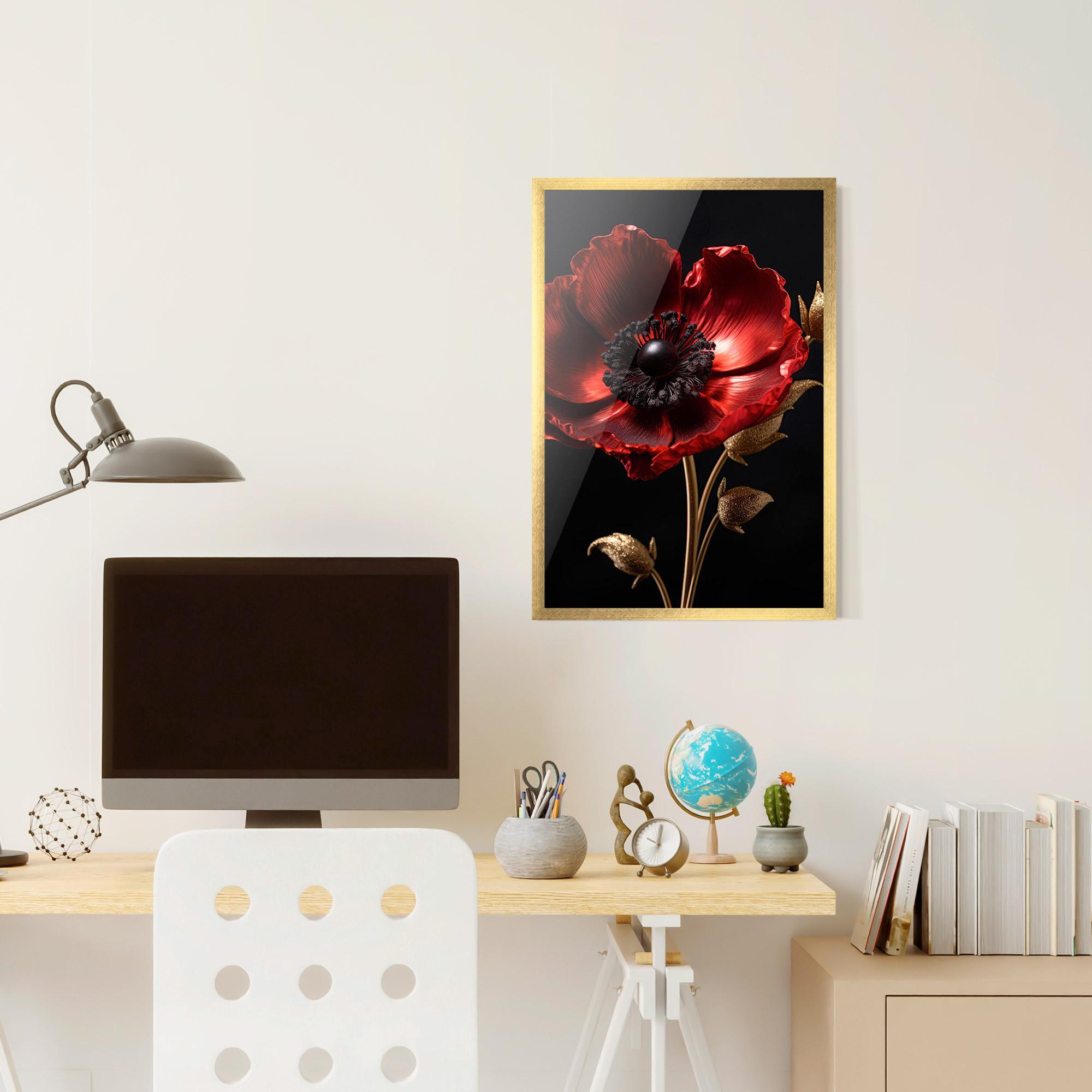 Poster Înrămat Dark Red Poppy mockup 6